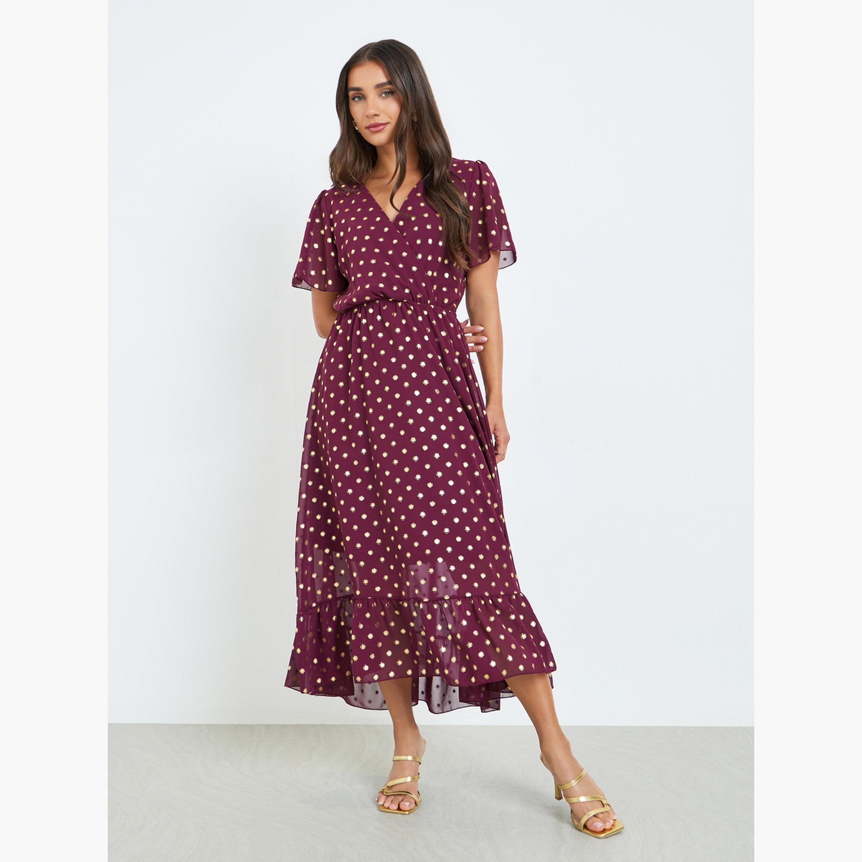 فستان طويل بنقاط بولكا وتصميم مريح-women-clothing-dresses-image-1
