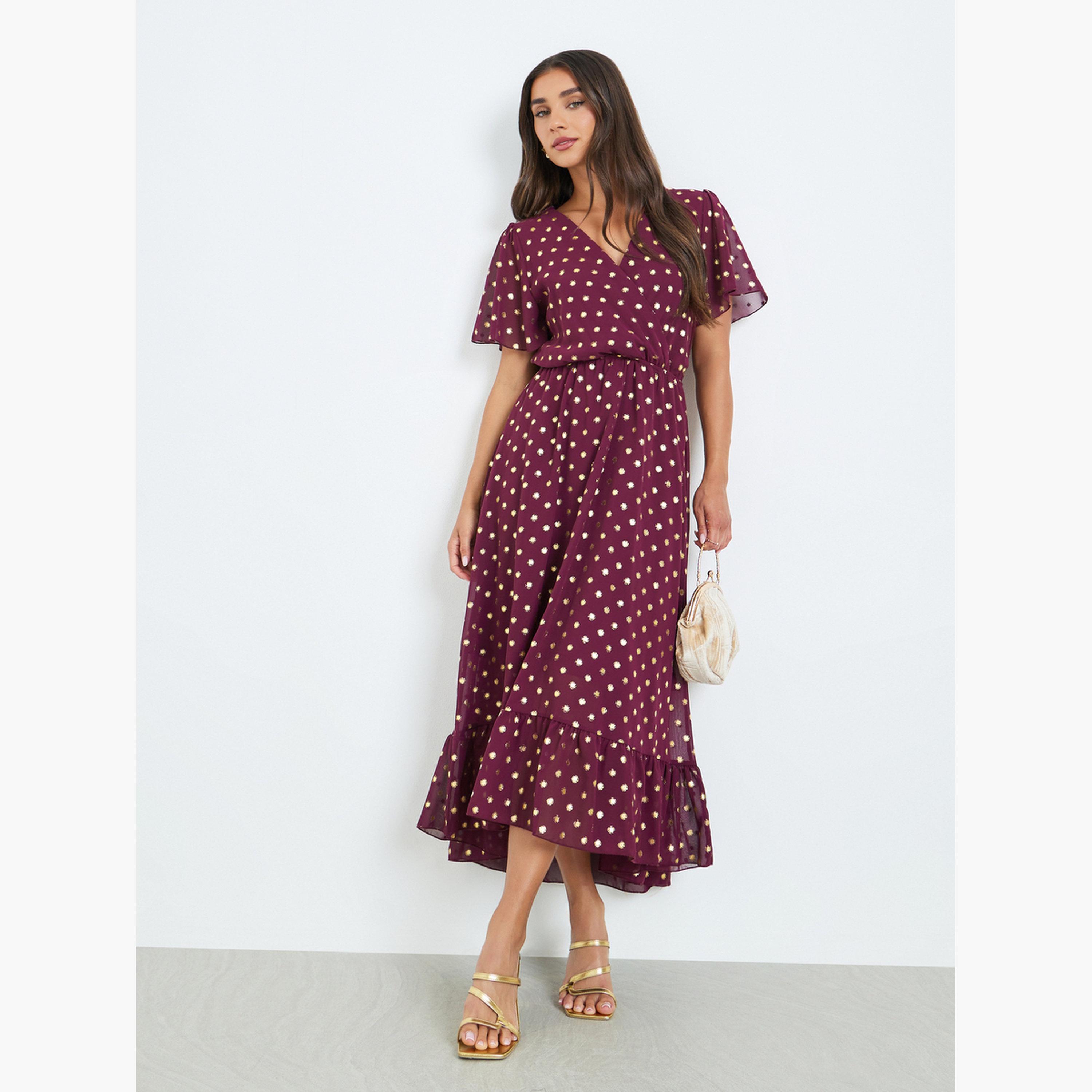فستان طويل بنقاط بولكا وتصميم مريح-women-clothing-dresses-image-2