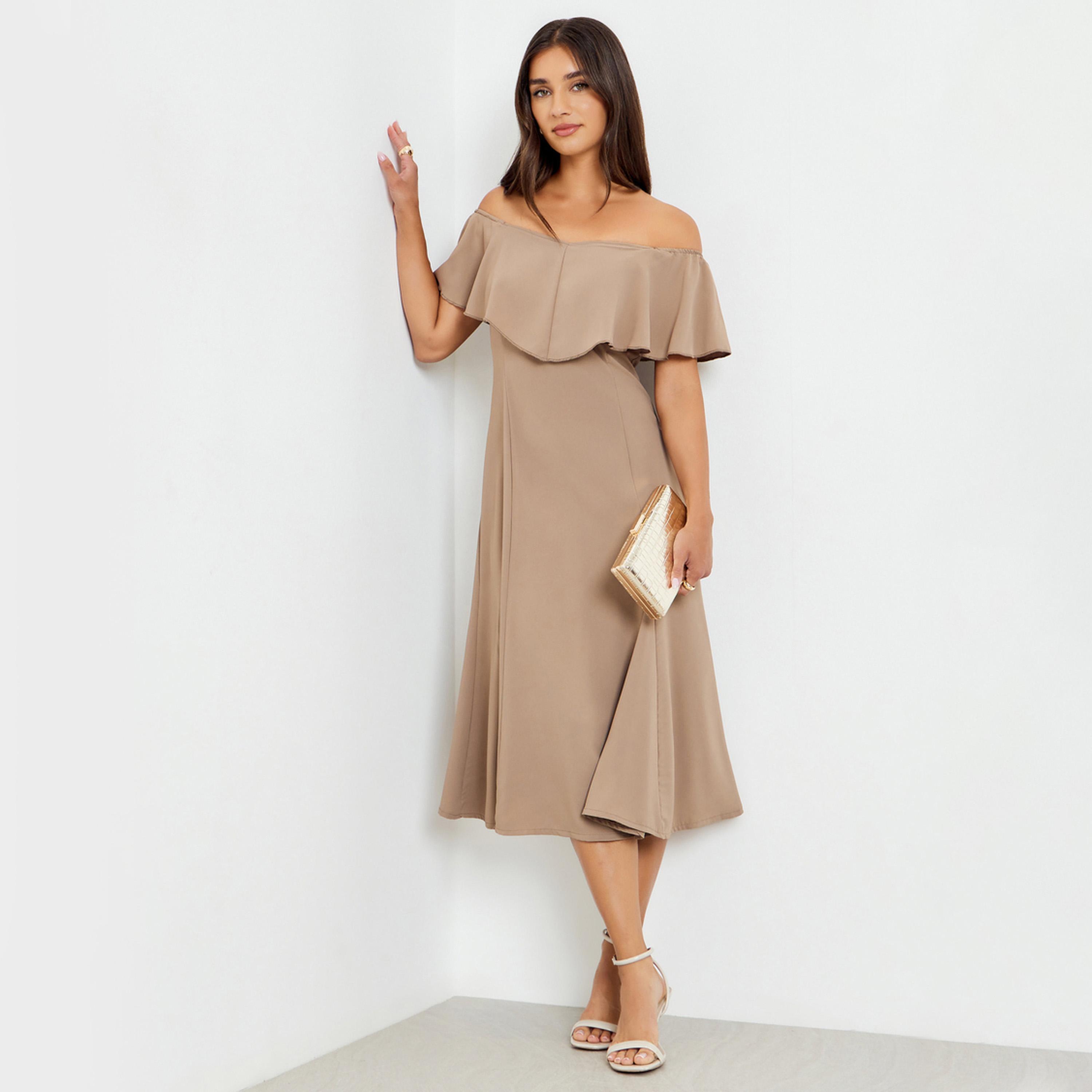 فستان ميدي بأكتاف مكشوفة-women-clothing-dresses-image-1