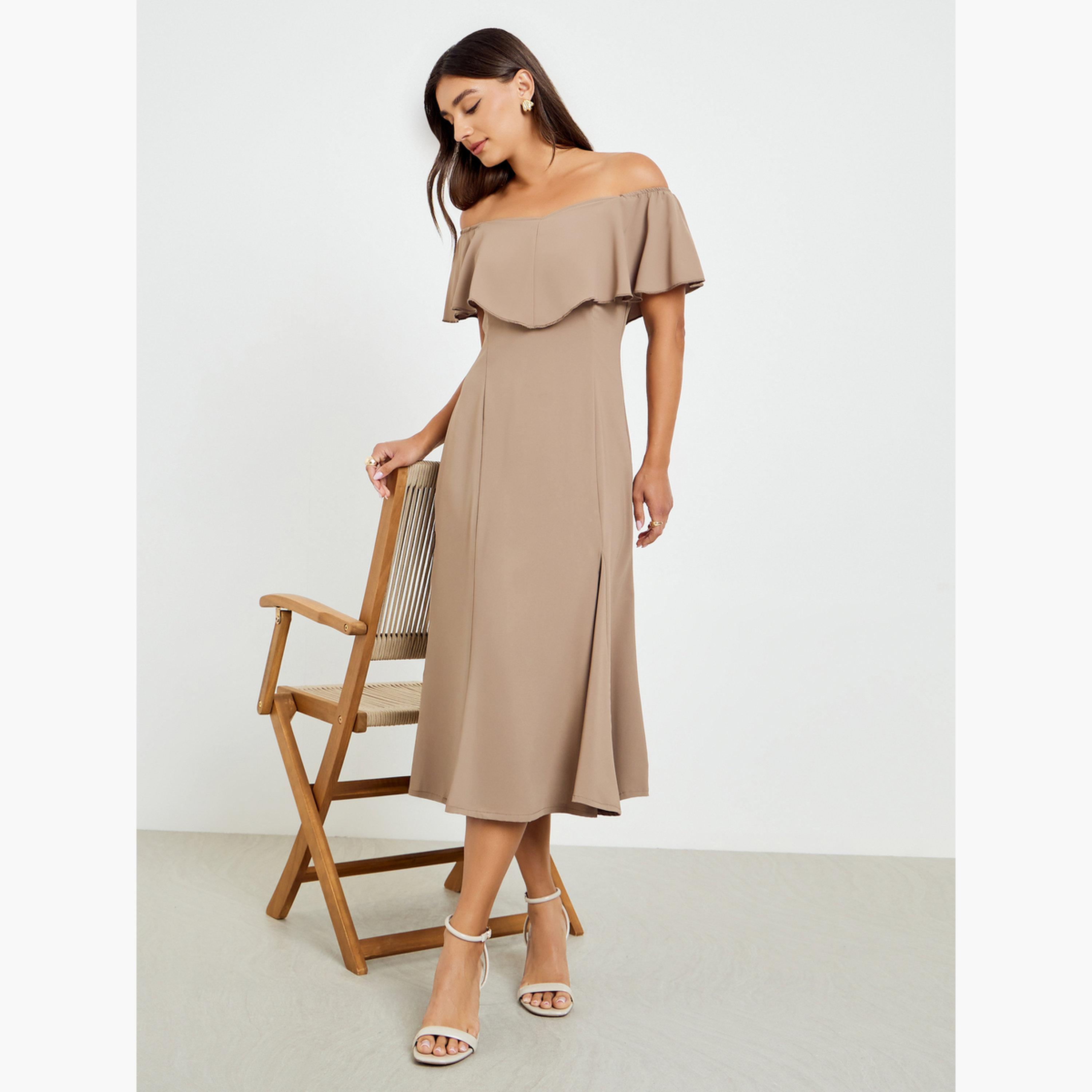 فستان ميدي بأكتاف مكشوفة-women-clothing-dresses-image-2