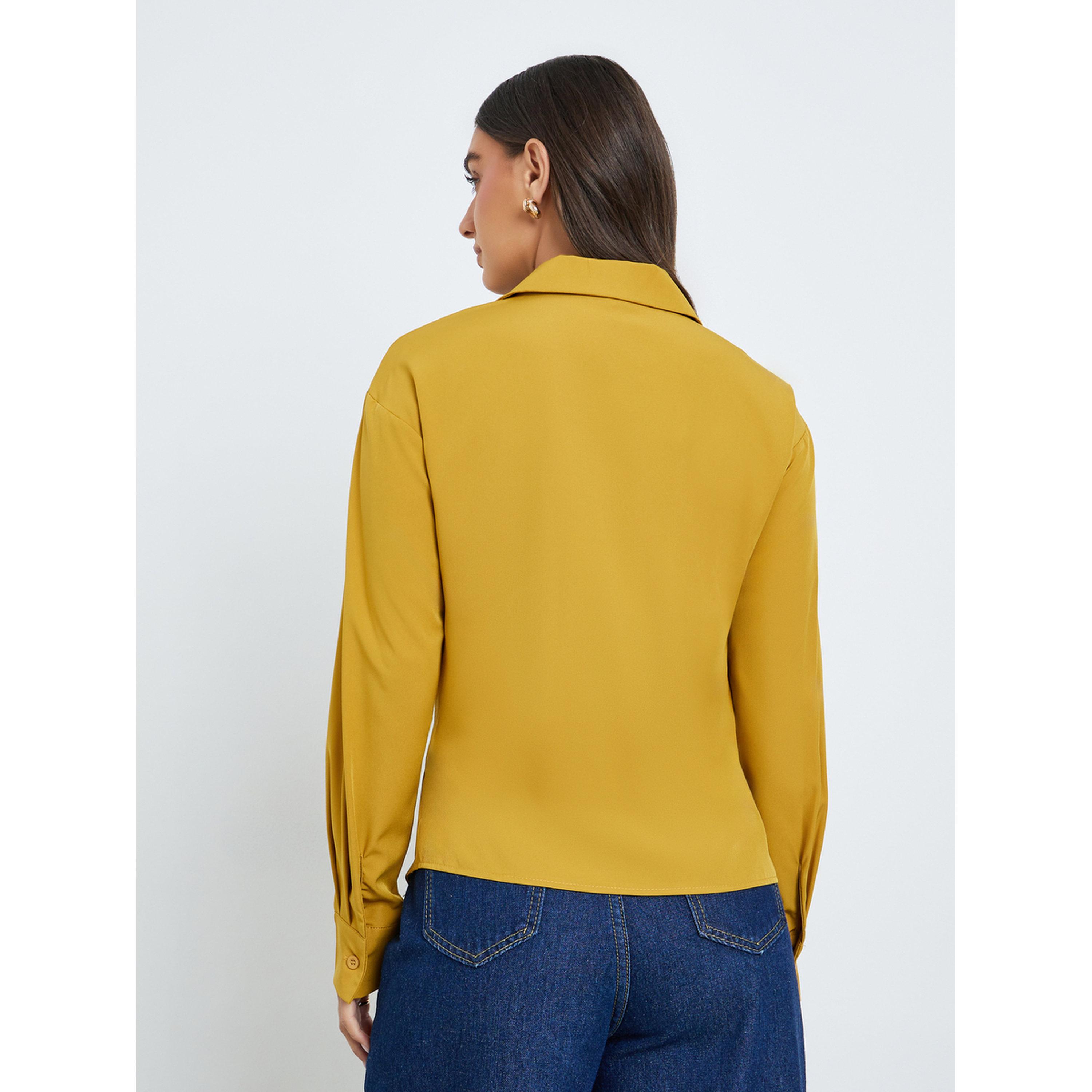 Styli Women Yellow Buttoned Wrap Shirt-women-clothing-shirtsandblouses-blouses-image-4