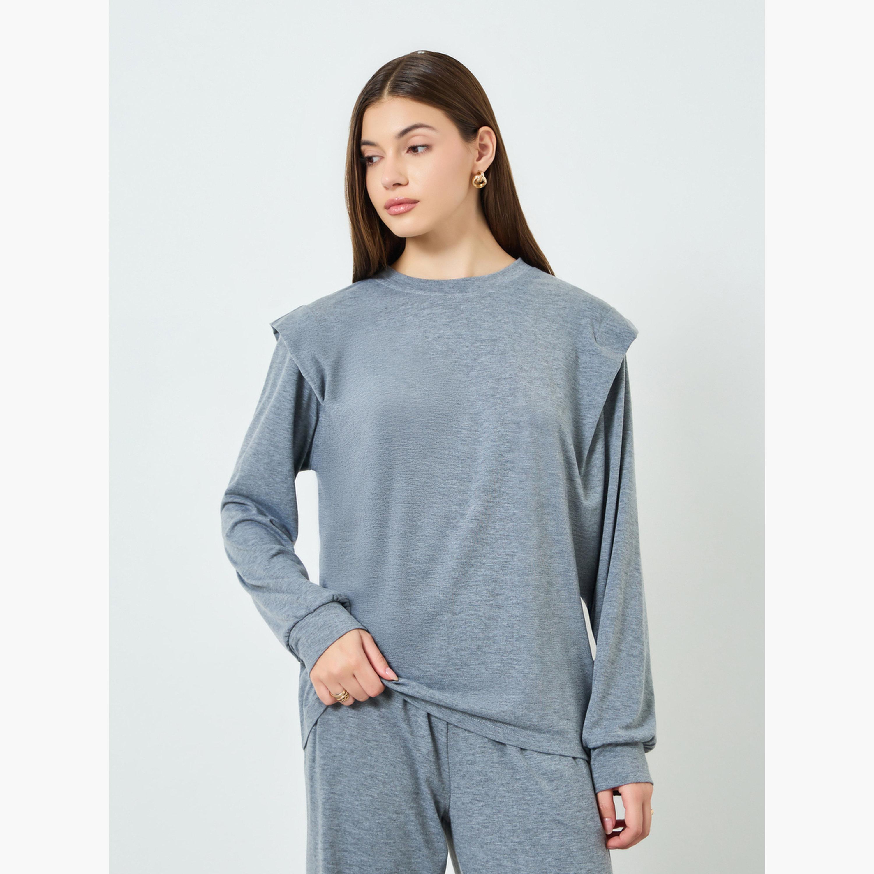 طقم منسق من جوغر وبلوزة بأكتاف دارتس-women-clothing-coordsets-image-2
