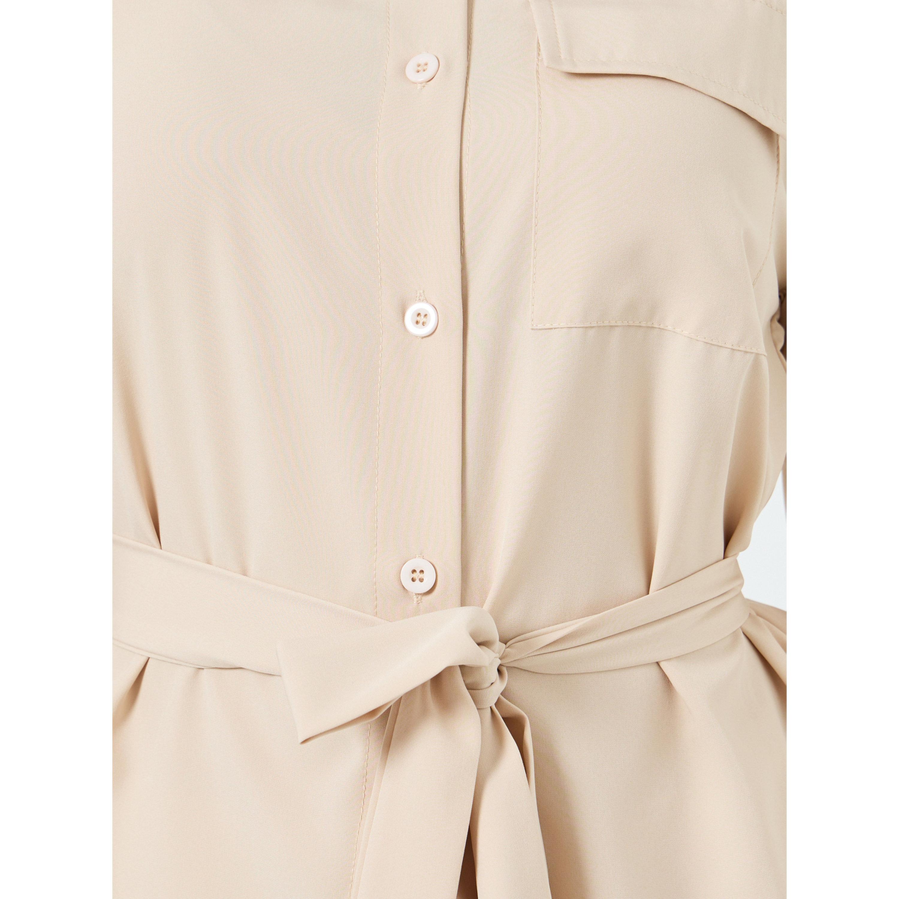 Styli Women Beige Belted Top and Wide Leg Trousers Co-Ords-women-clothing-coordsets-image-3