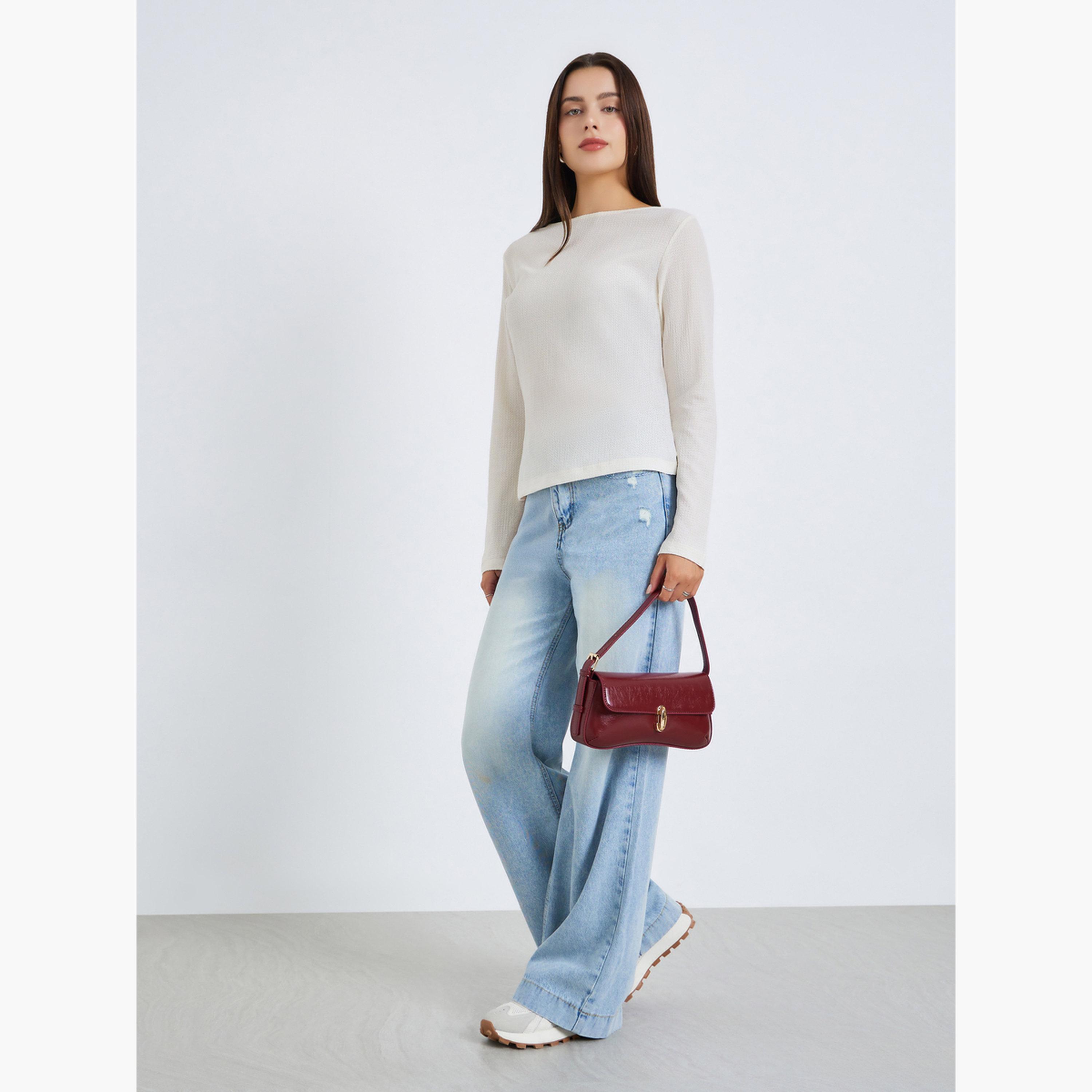 Styli Women Cream Long Sleeve Knit Top-women-clothing-tshirts-image-2