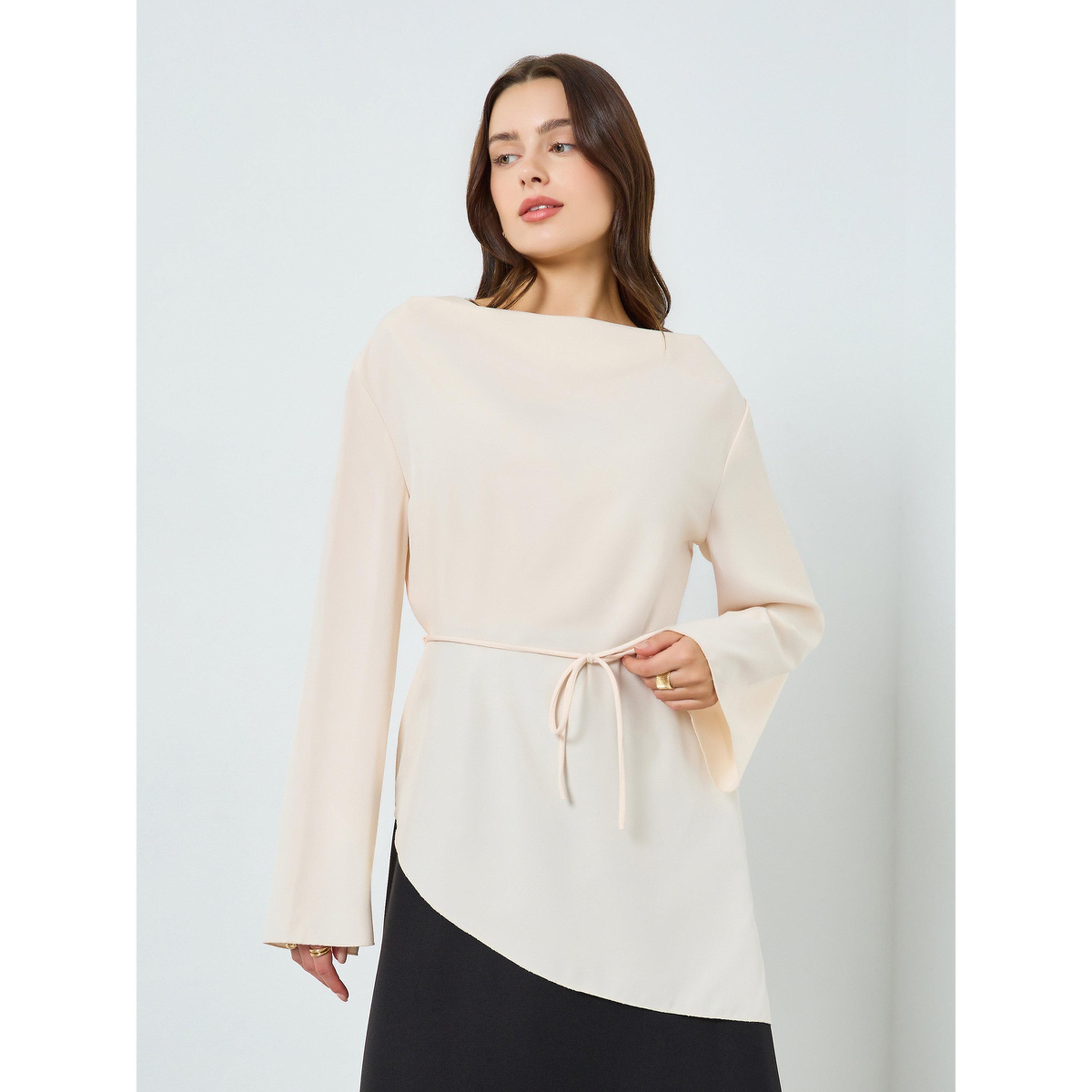 بلوزة بأكمام طويلة ورباط خصر-women-clothing-shirtsandblouses-blouses-image-1