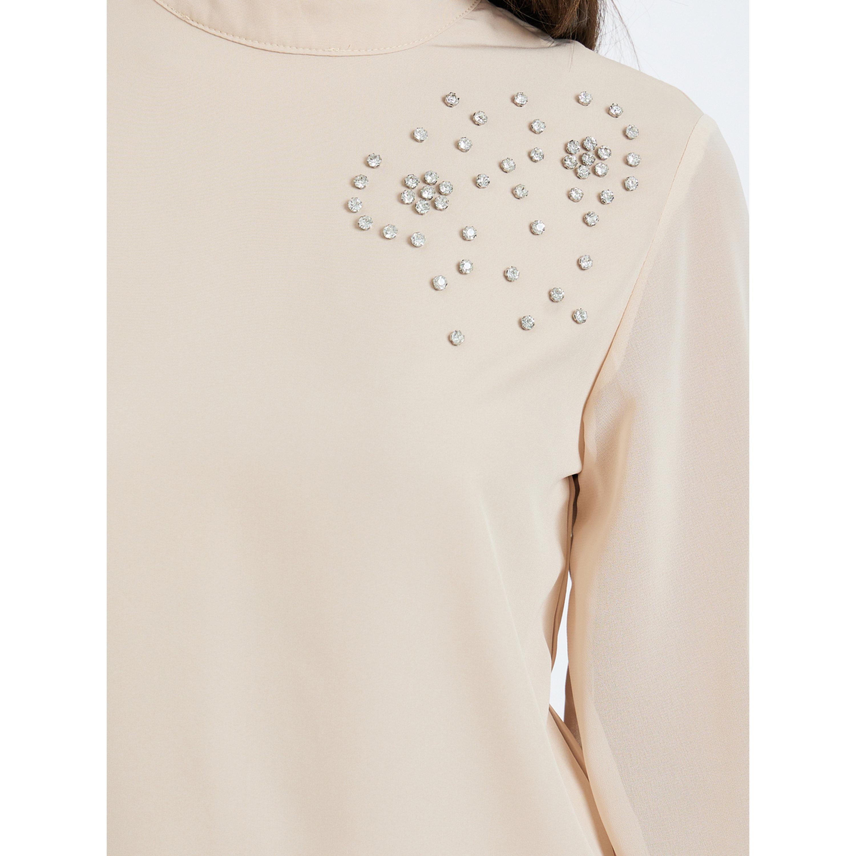 طقم منسق من بنطال وبلوزة منمقة بحجر الراين-women-clothing-coordsets-image-3