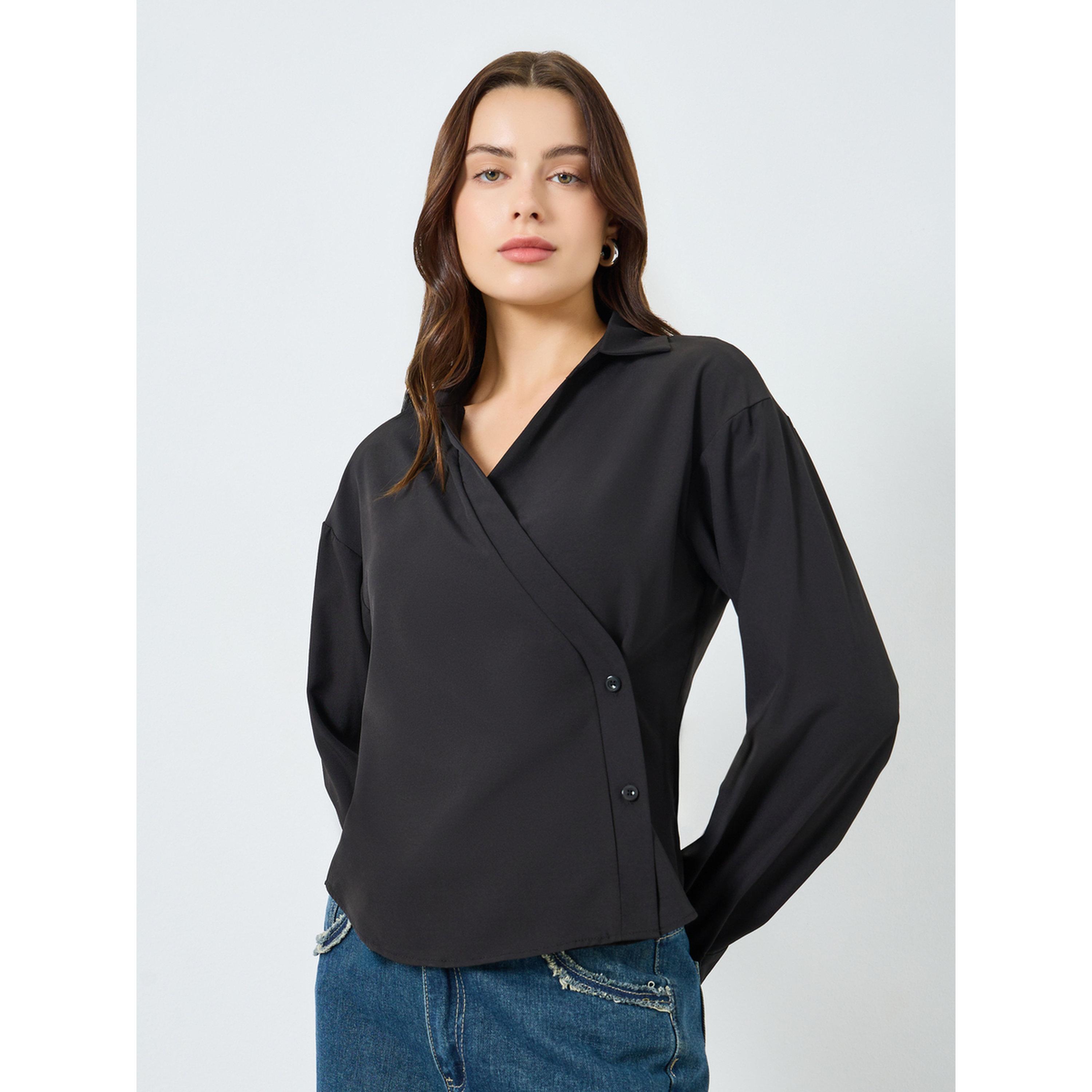 قميص بأكمام طويلة وأزرار غير متماثلة-women-clothing-shirtsandblouses-blouses-image-1