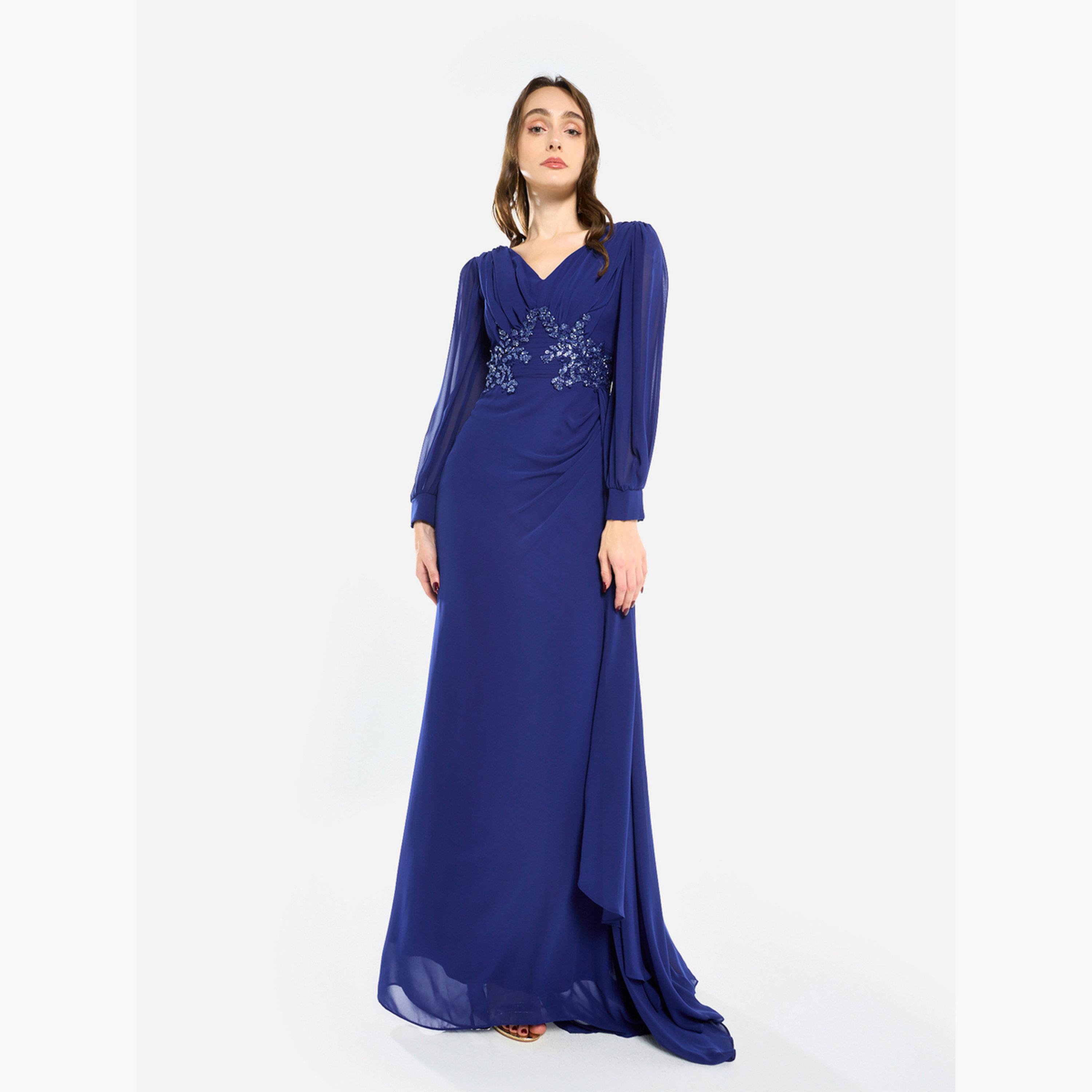 House of Moda Women Flowing Cape Embellished Maxi Dress-women-clothing-dresses-image-1