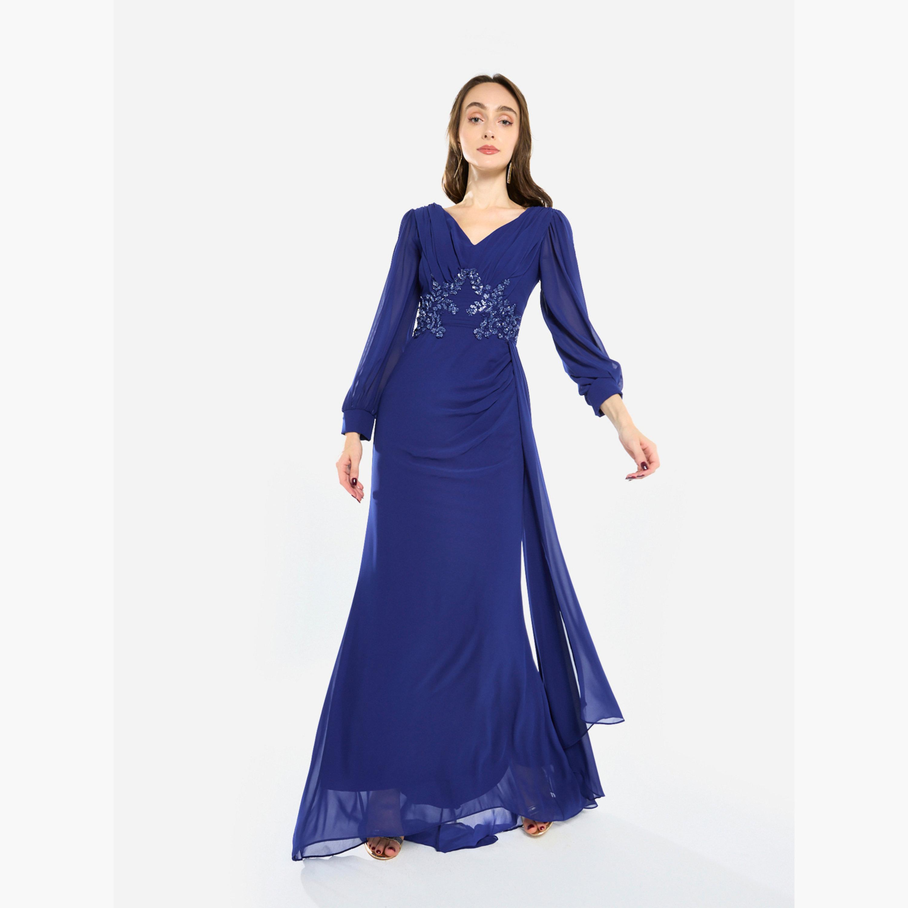 House of Moda Women Flowing Cape Embellished Maxi Dress-women-clothing-dresses-image-2