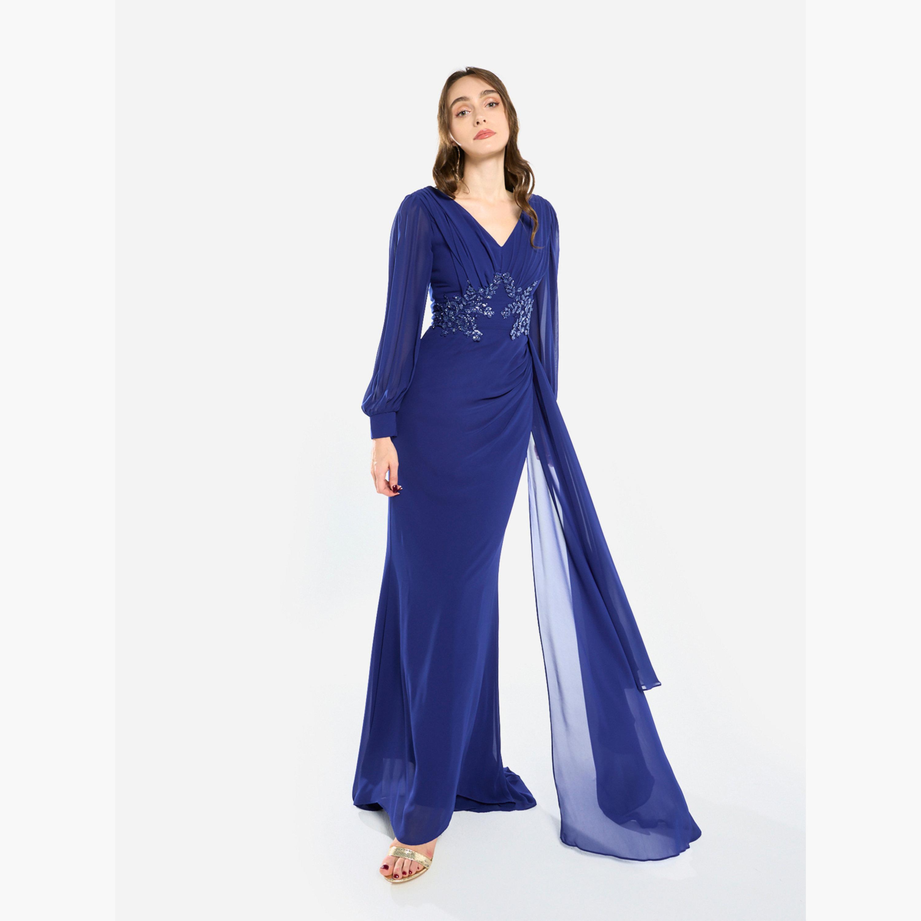 House of Moda Women Flowing Cape Embellished Maxi Dress-women-clothing-dresses-image-3