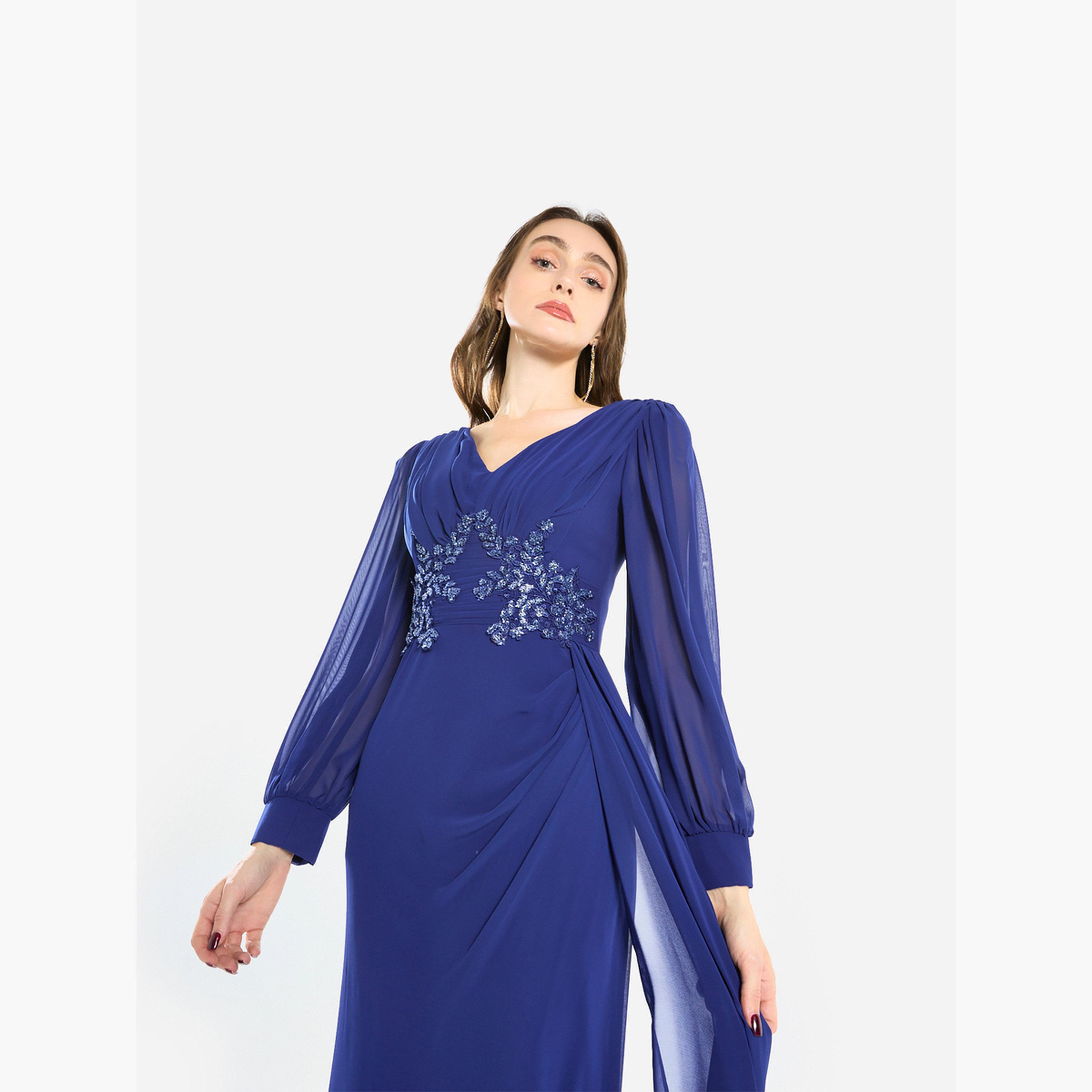 House of Moda Women Flowing Cape Embellished Maxi Dress-women-clothing-dresses-image-4