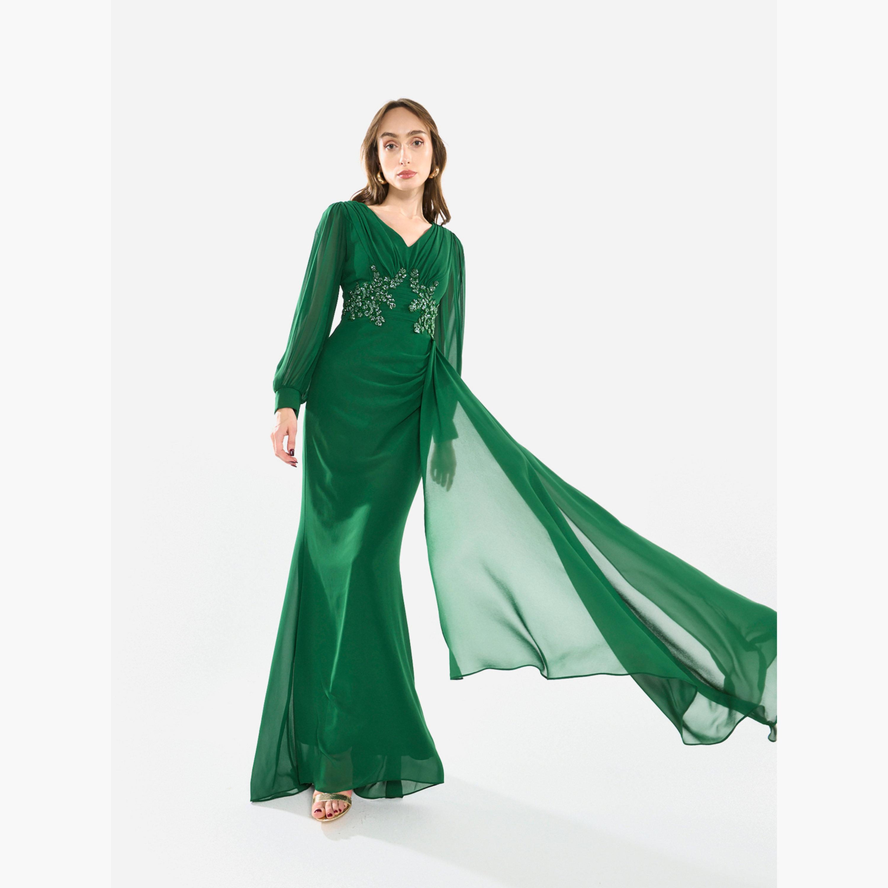 House of Moda Women Flowing Cape Embellished Maxi Dress-women-clothing-dresses-image-3