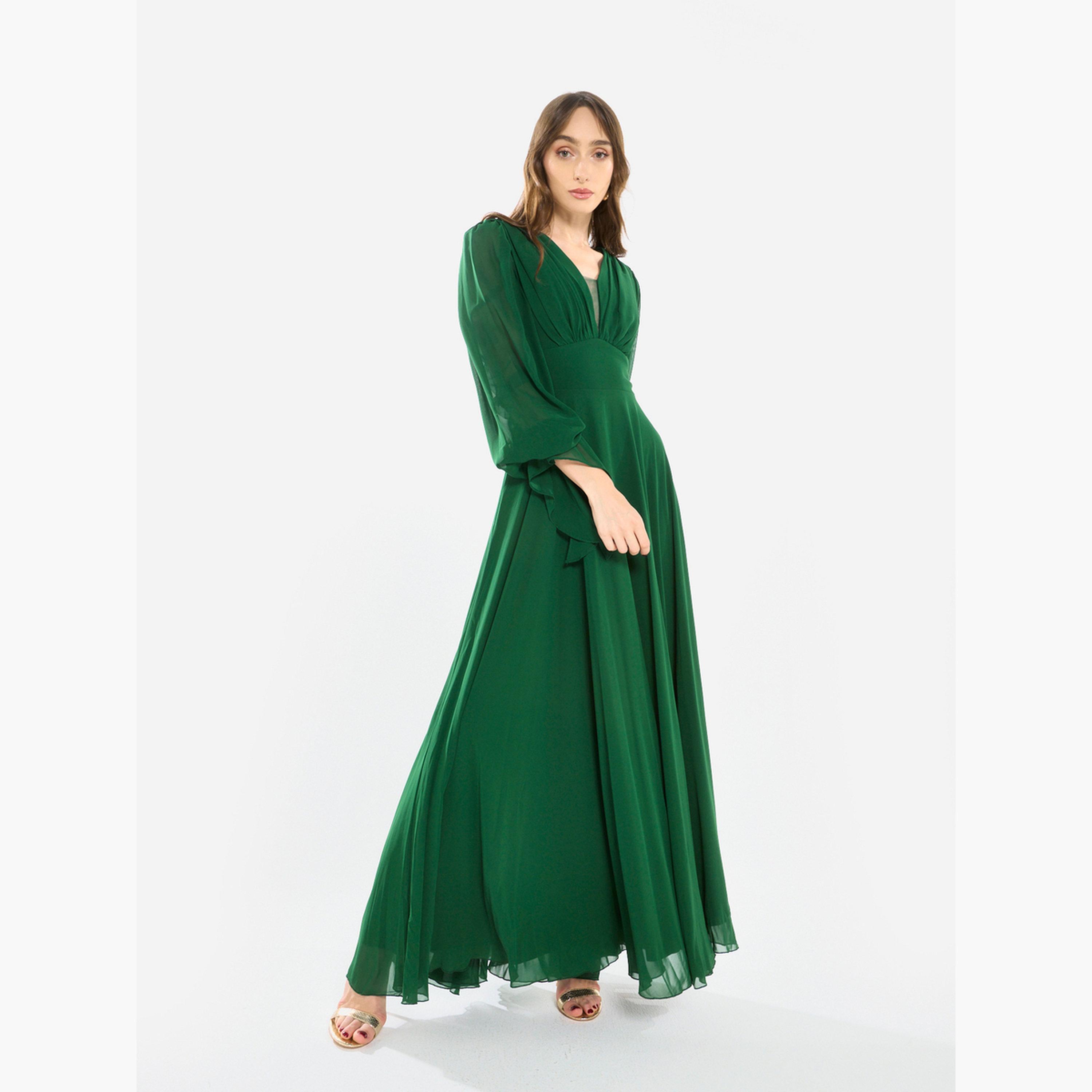 House of Moda Women Pleated Chiffon Maxi Dress-women-clothing-dresses-image-1