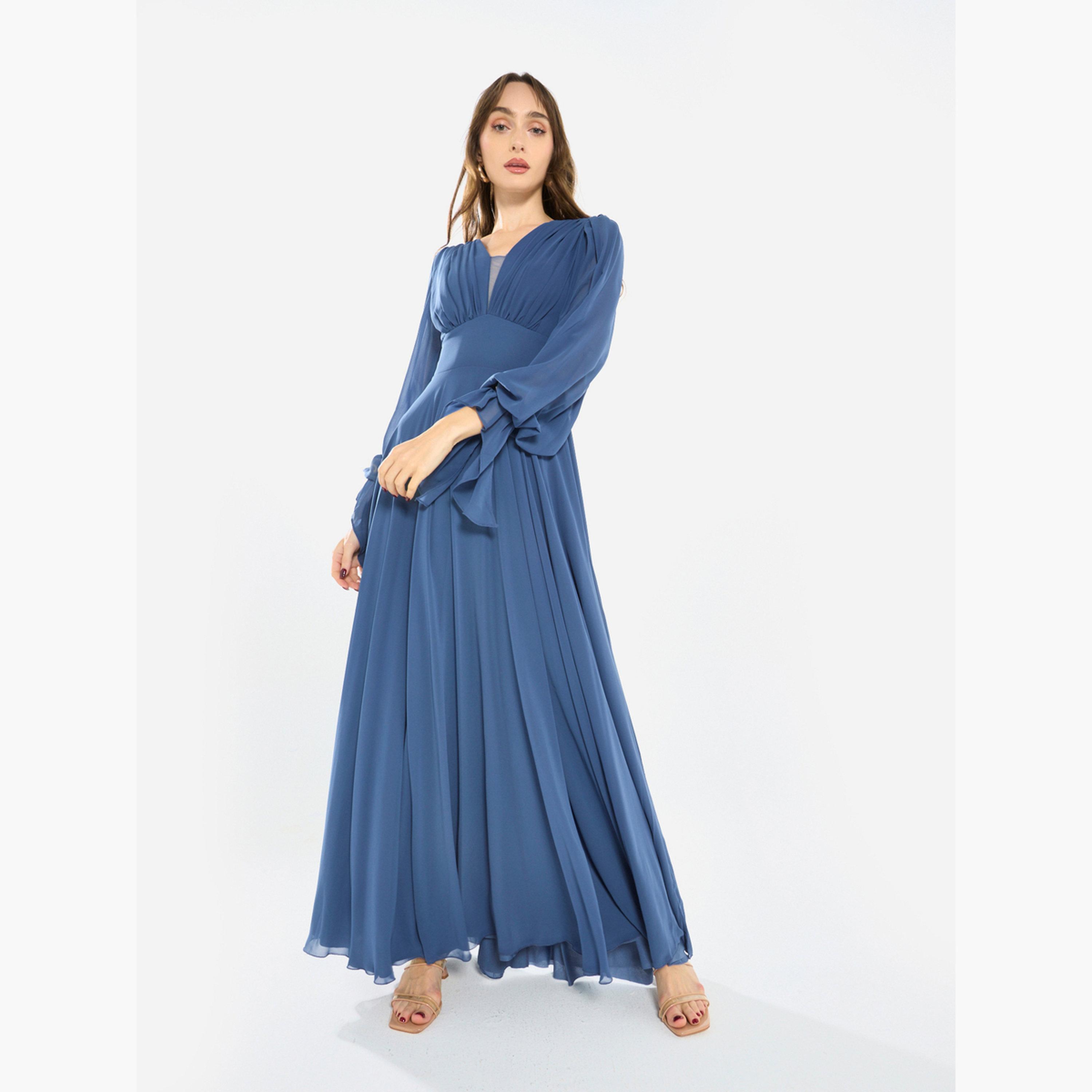 فستان طويل شيفون بليسيه-women-clothing-dresses-image-2