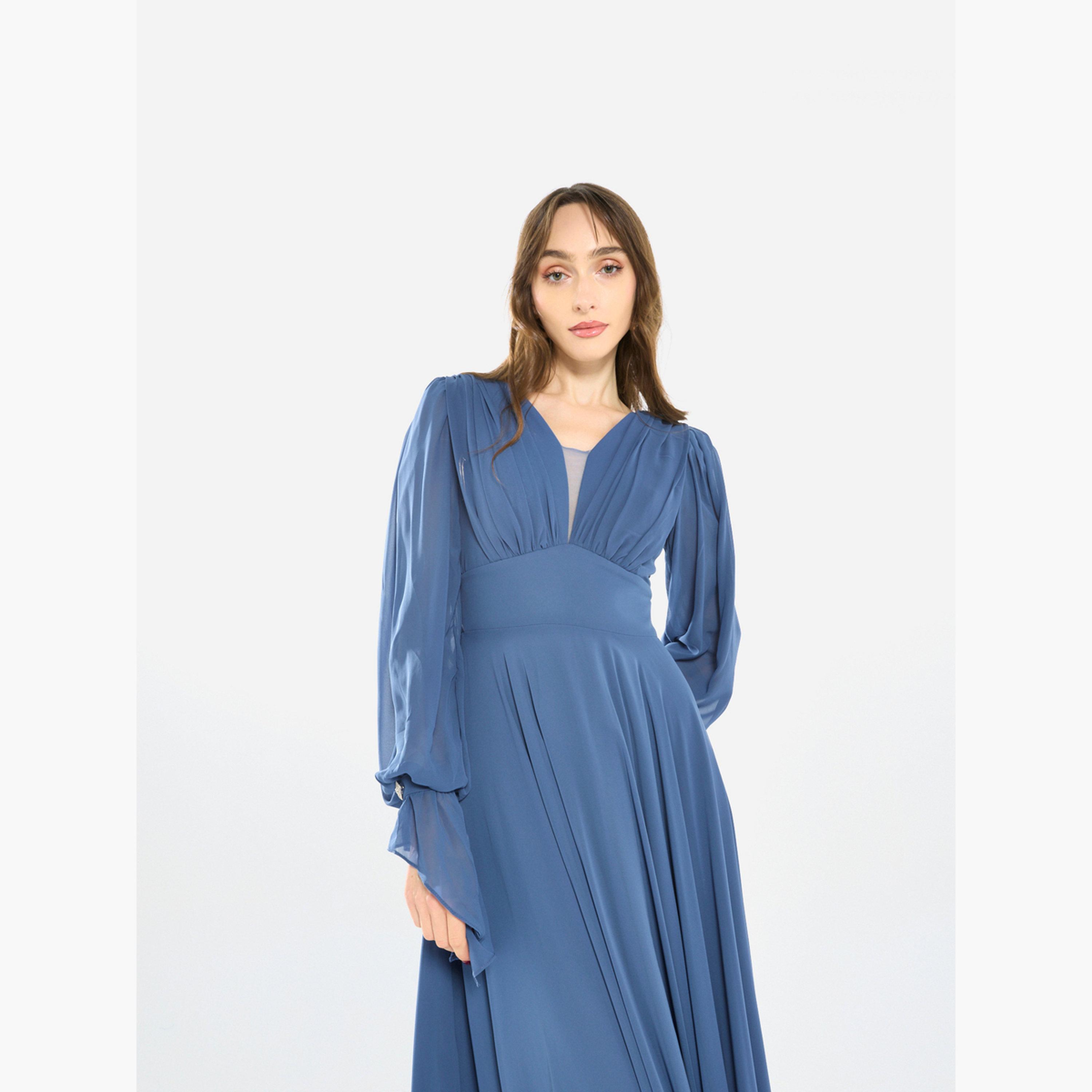 فستان طويل شيفون بليسيه-women-clothing-dresses-image-4