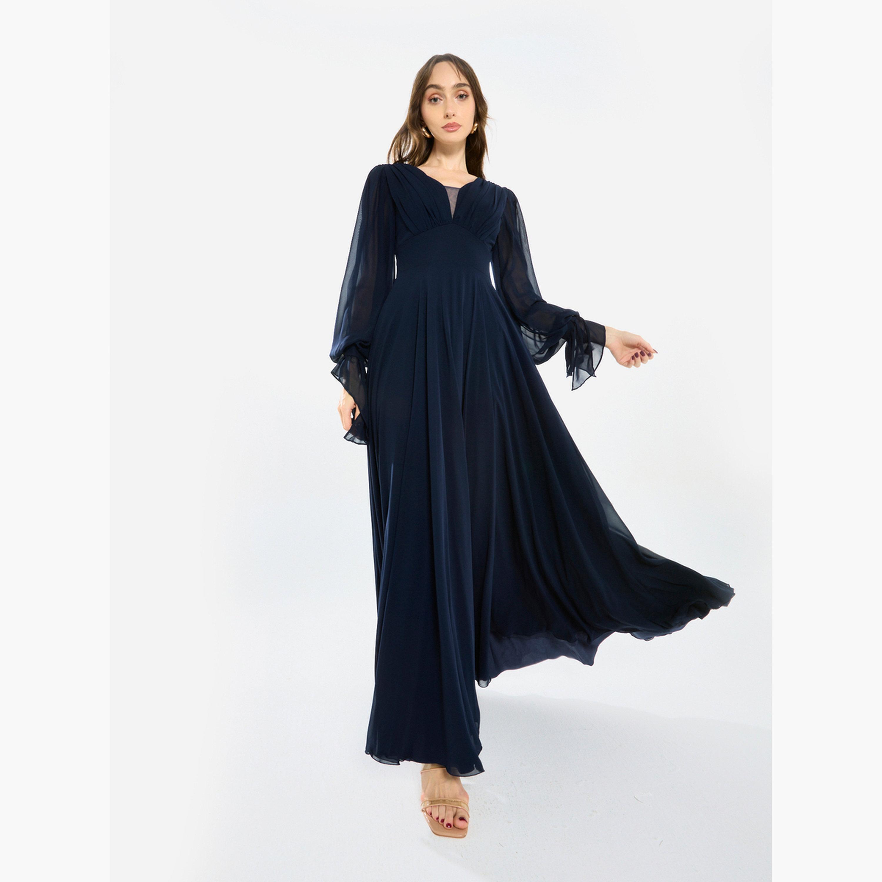 House of Moda Women Pleated Chiffon Maxi Dress-women-clothing-dresses-image-1