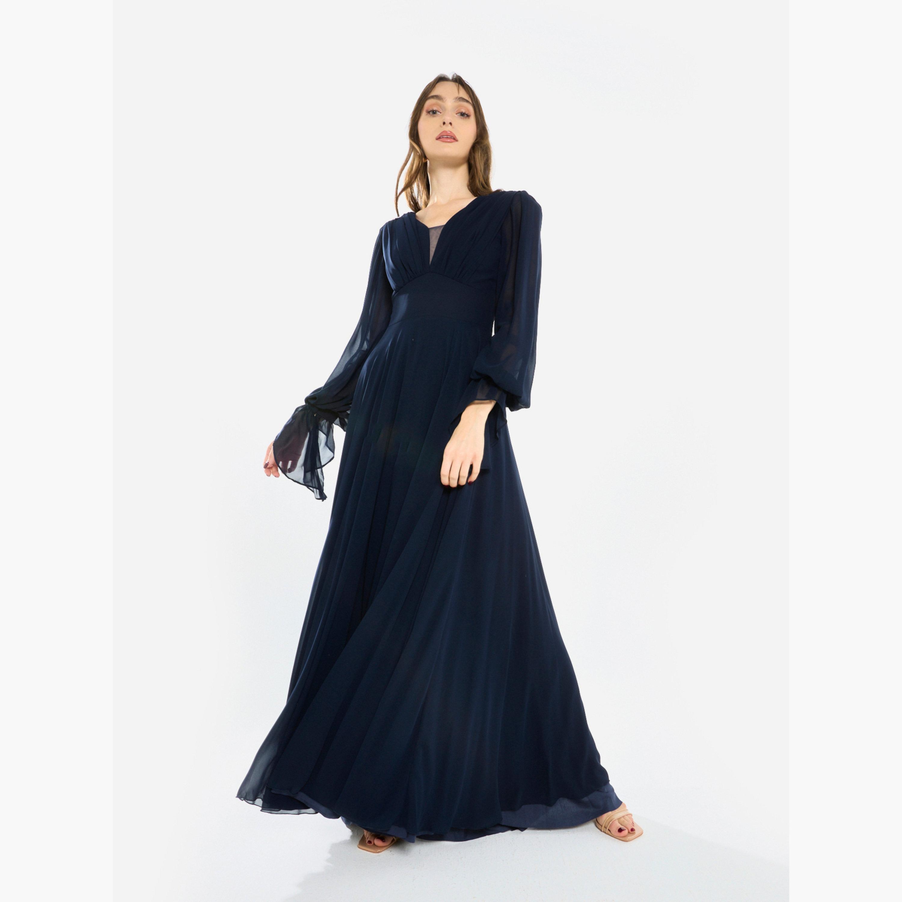 House of Moda Women Pleated Chiffon Maxi Dress-women-clothing-dresses-image-3
