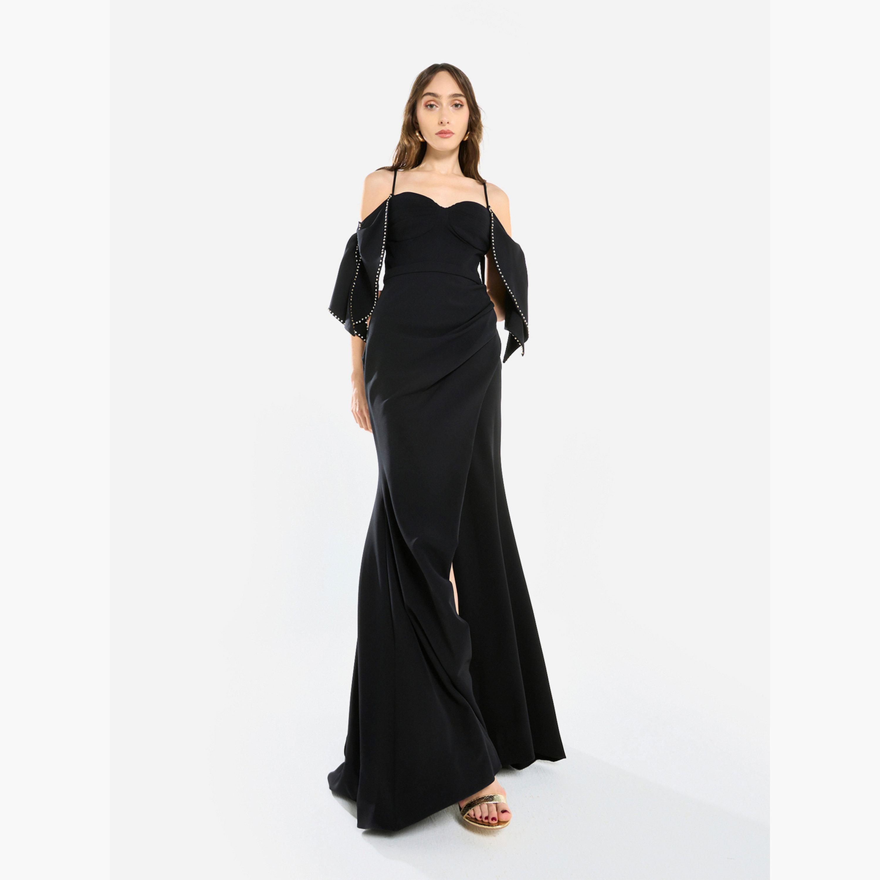 فستان طويل بنمط حورية البحر وتفاصيل لؤلؤ-women-clothing-dresses-image-1