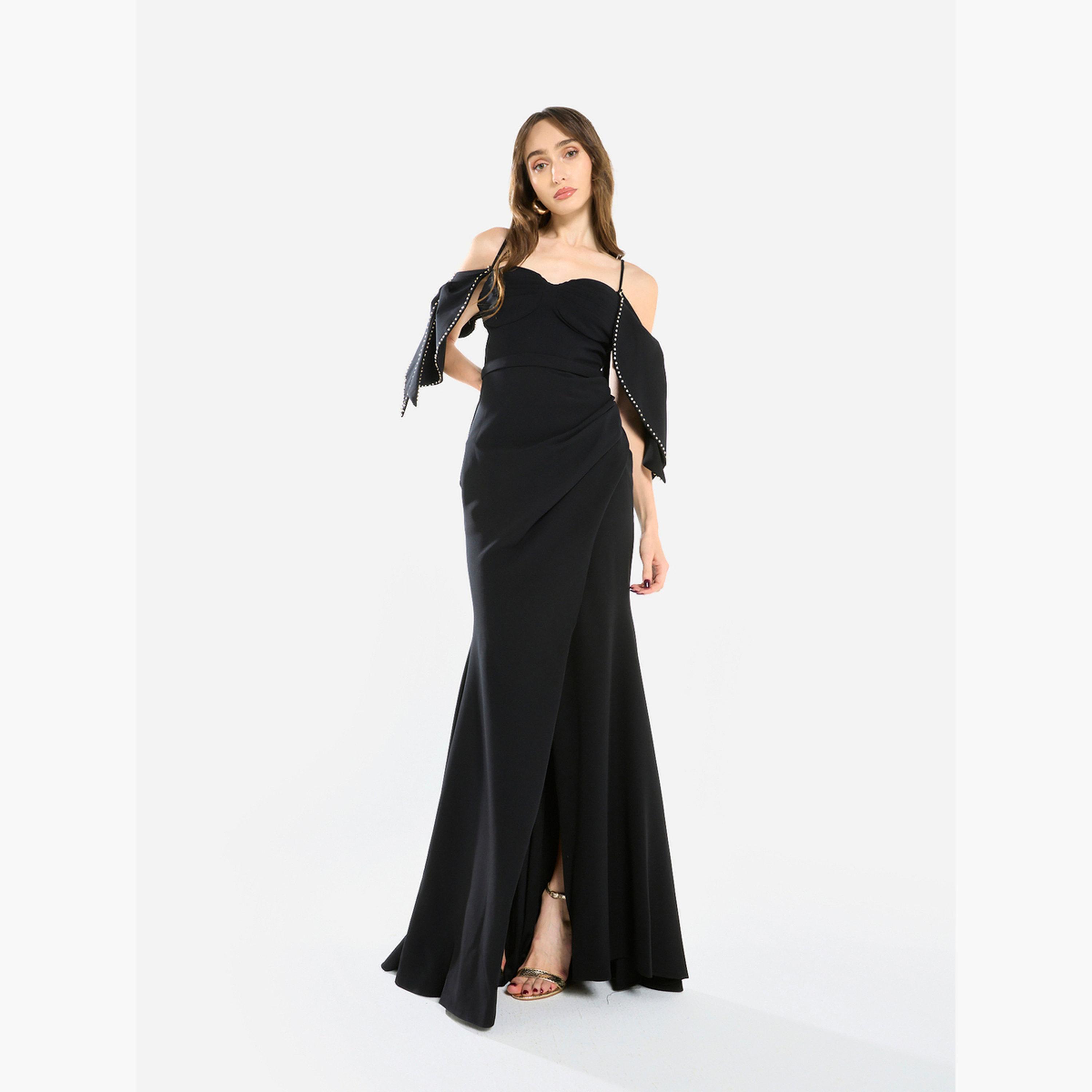 فستان طويل بنمط حورية البحر وتفاصيل لؤلؤ-women-clothing-dresses-image-2