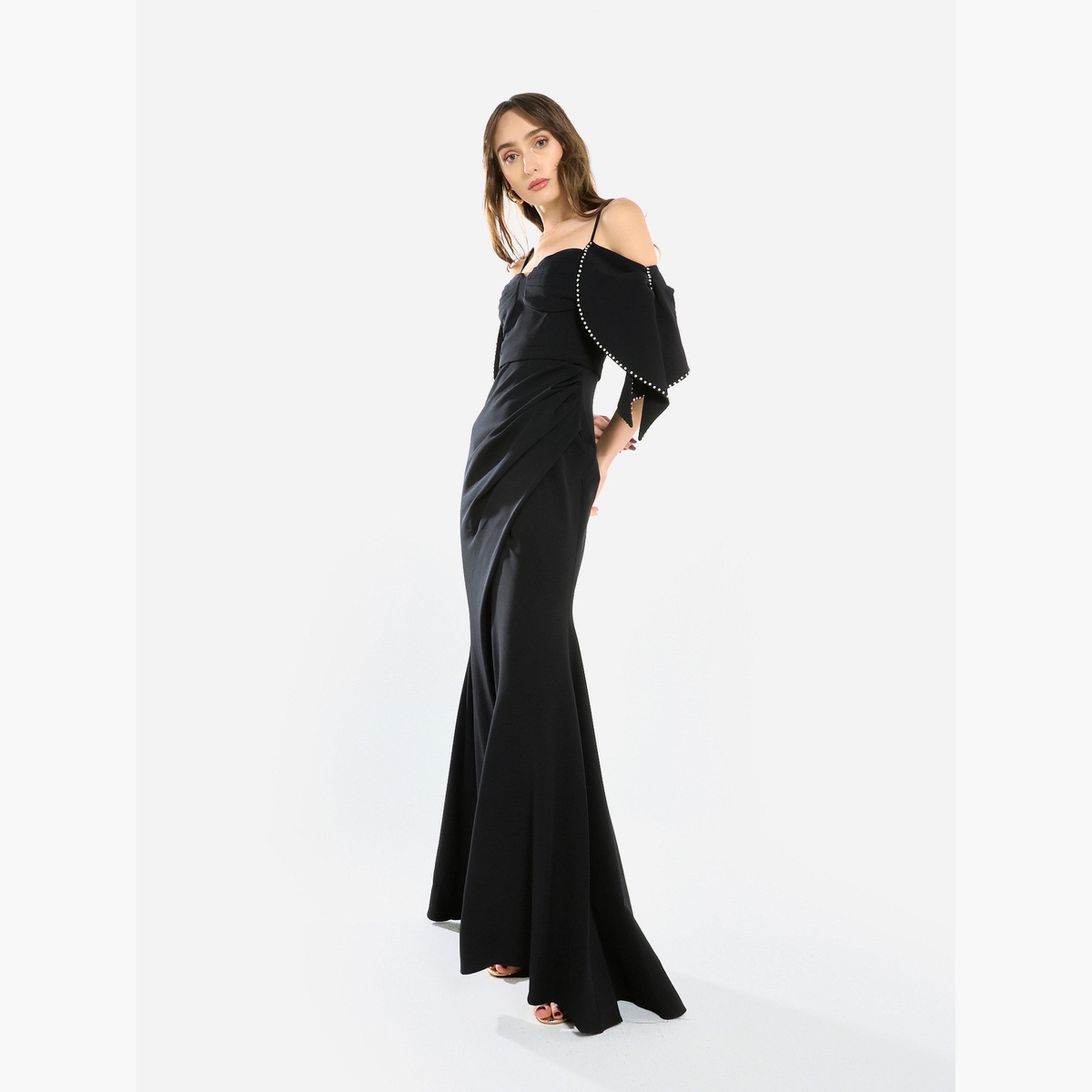 فستان طويل بنمط حورية البحر وتفاصيل لؤلؤ-women-clothing-dresses-image-3
