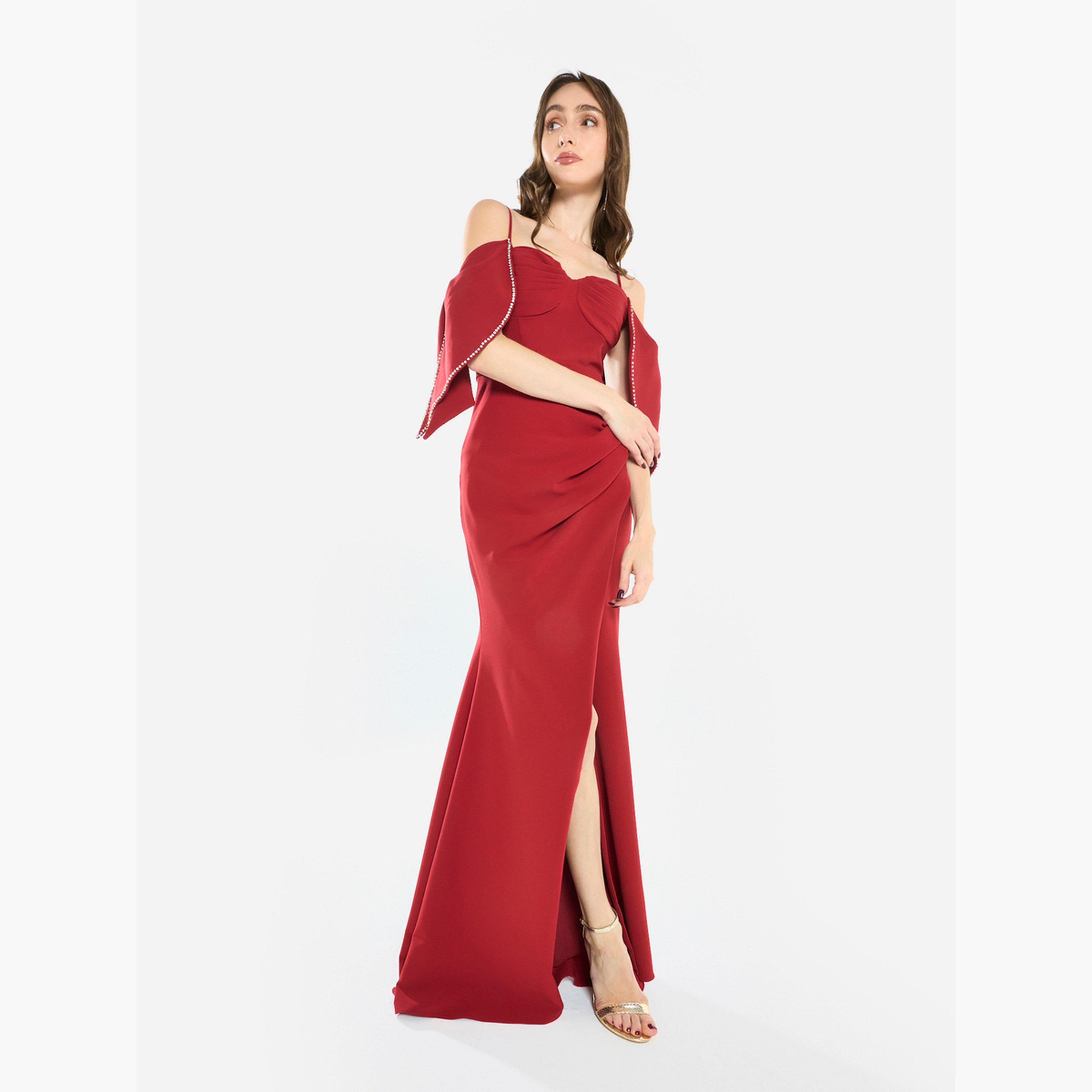 فستان طويل بنمط حورية البحر وتفاصيل لؤلؤ-women-clothing-dresses-image-2
