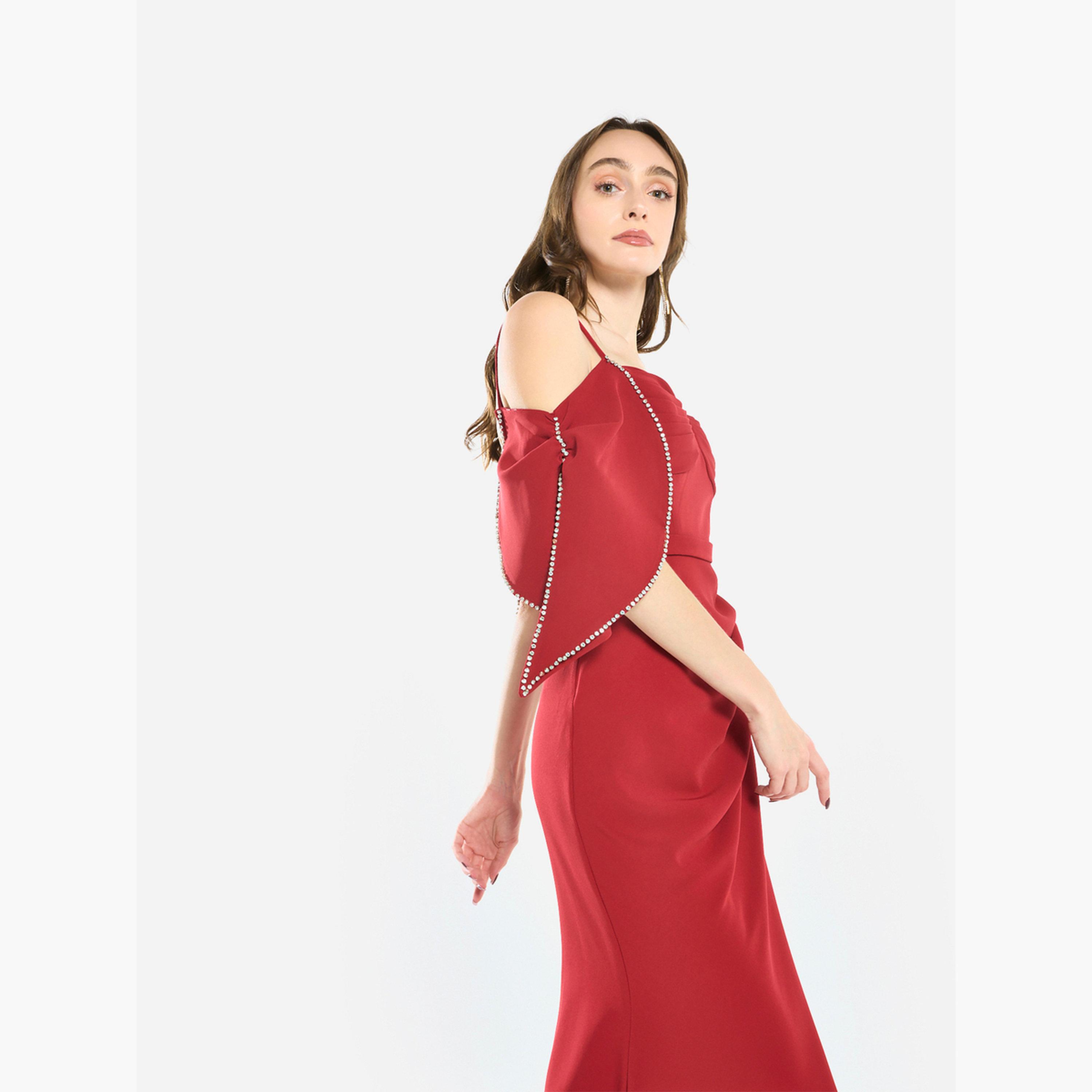 فستان طويل بنمط حورية البحر وتفاصيل لؤلؤ-women-clothing-dresses-image-4