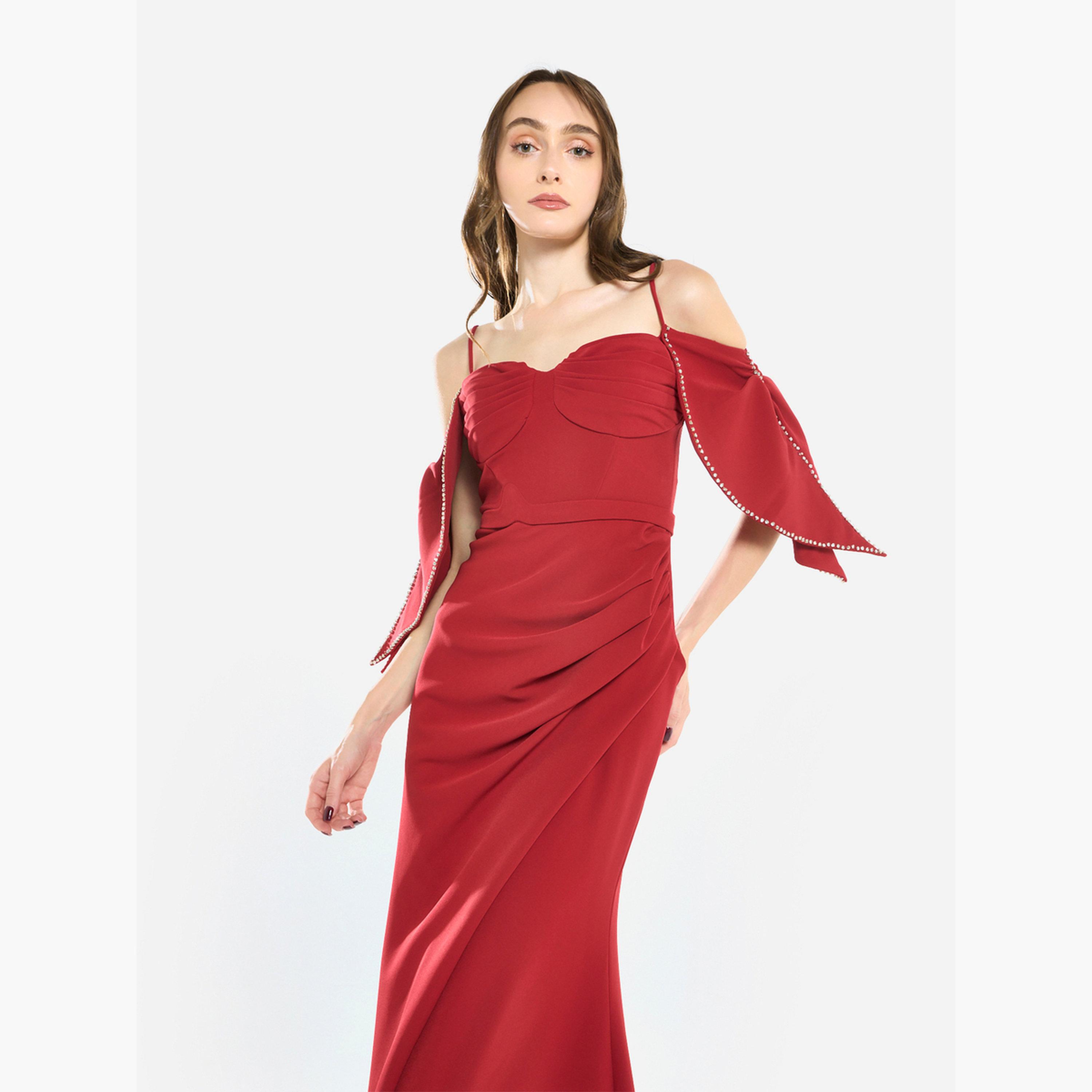 فستان طويل بنمط حورية البحر وتفاصيل لؤلؤ-women-clothing-dresses-image-5