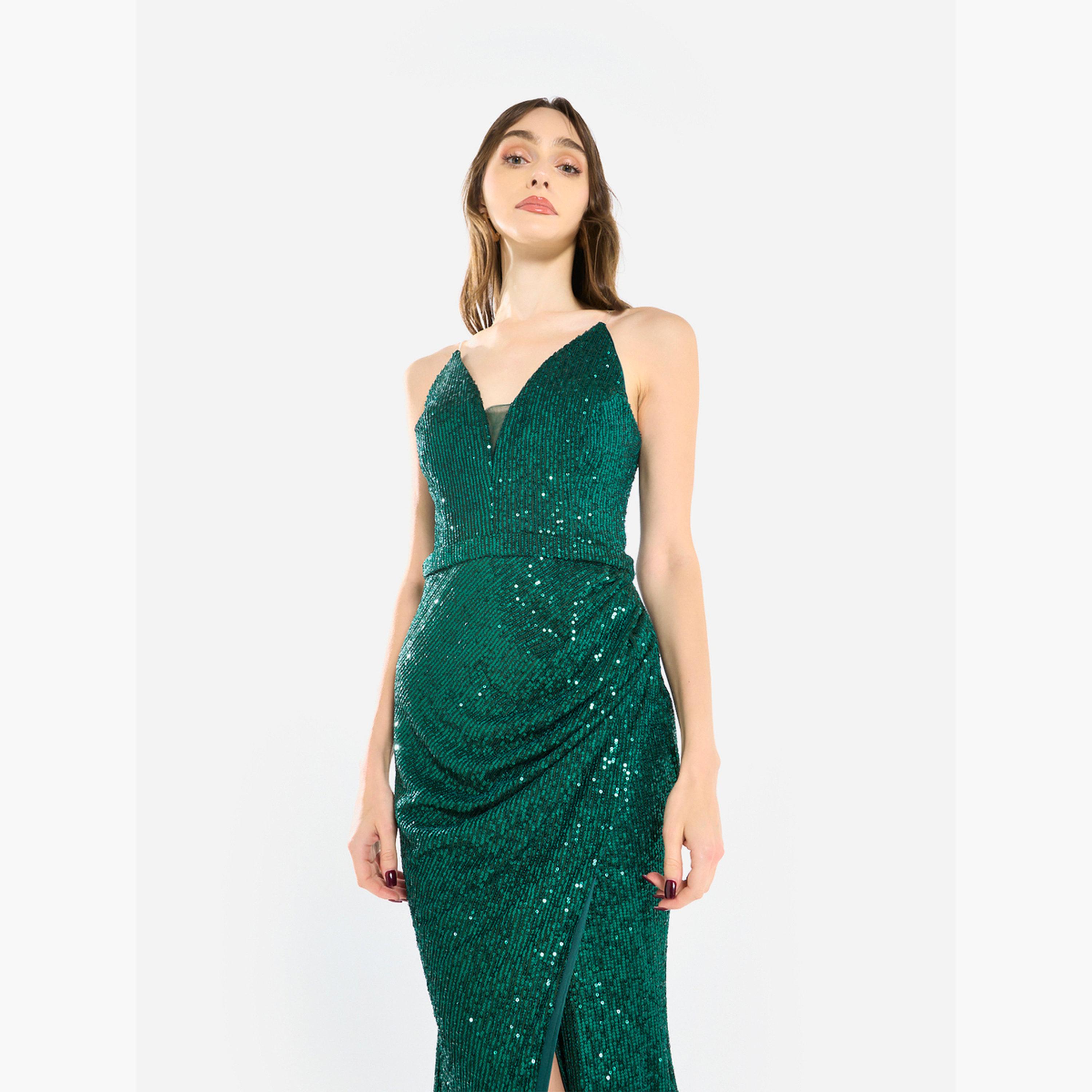 House of Moda Women Sequin Strappy Drape Maxi Dress-women-clothing-dresses-image-4