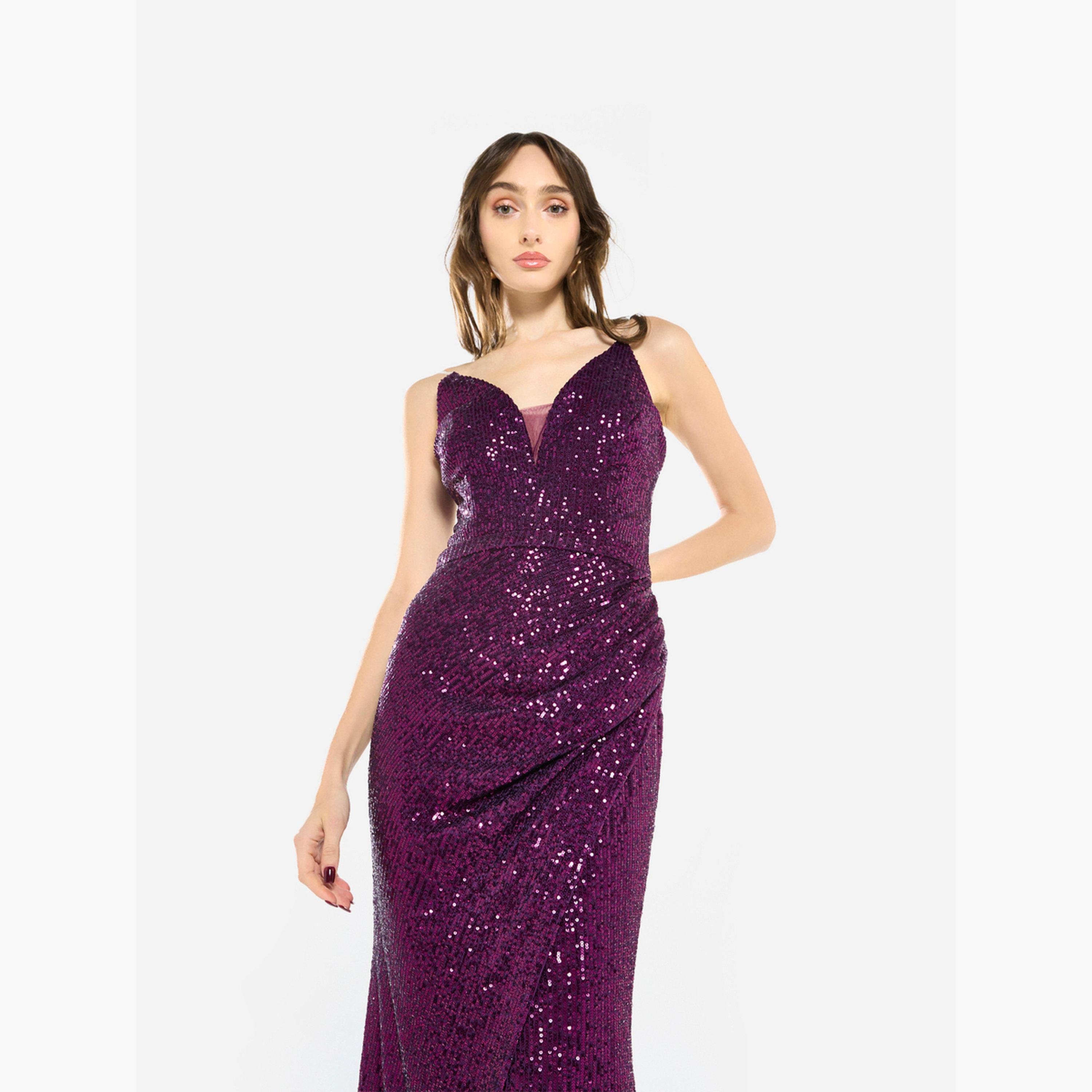 House of Moda Women Sequin Strappy Drape Maxi Dress-women-clothing-dresses-image-4