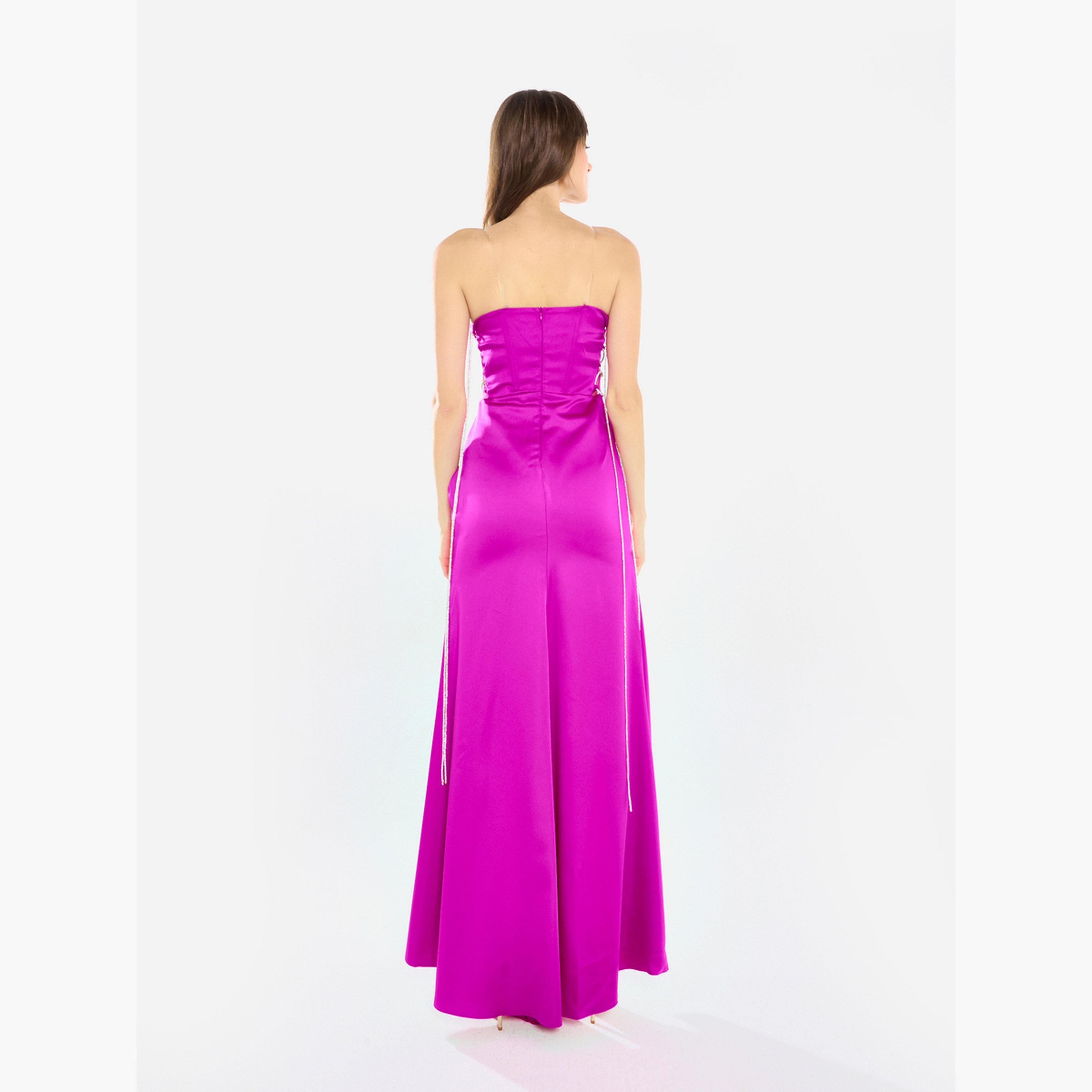 فستان سهرة طويل بفتحة وتفاصيل دانتيل جانبية-women-clothing-dresses-image-5