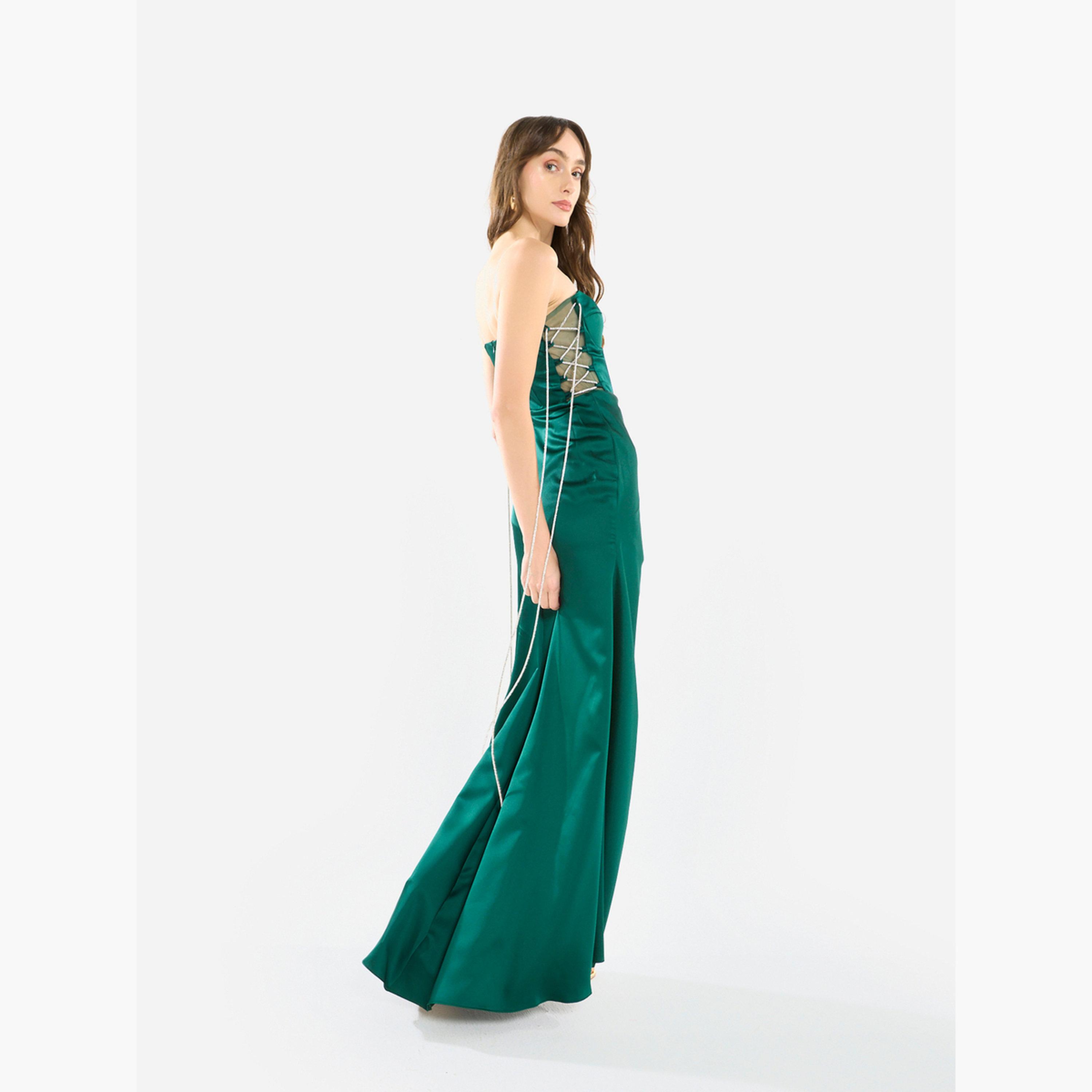 فستان سهرة طويل بفتحة وتفاصيل دانتيل جانبية-women-clothing-dresses-image-4