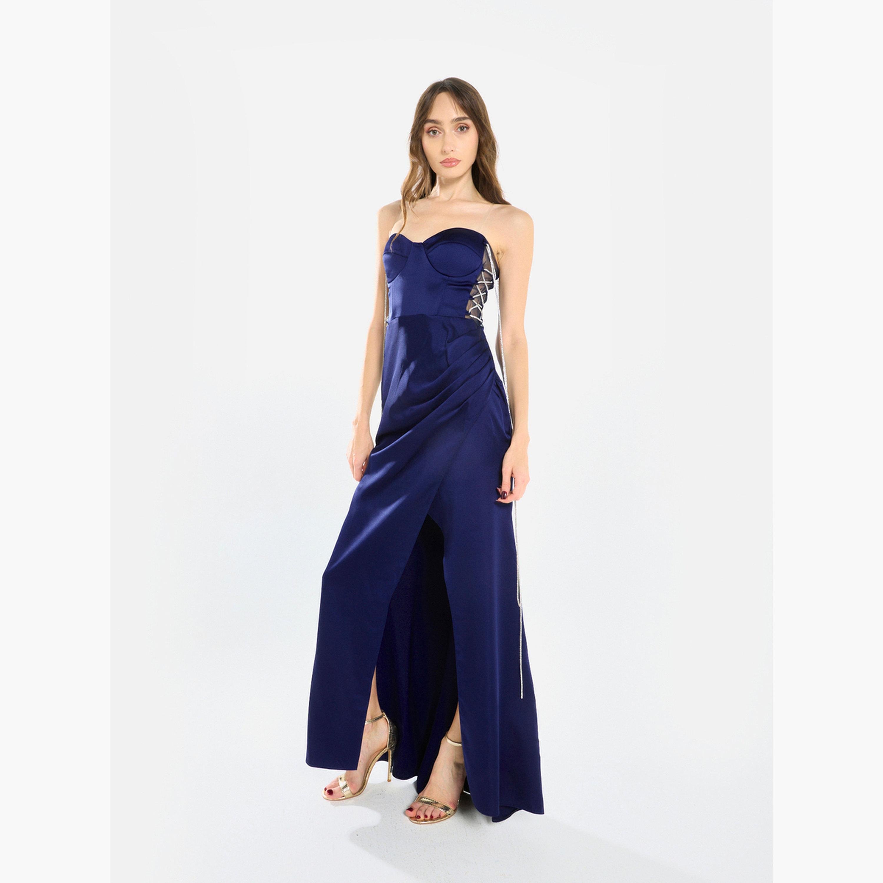 فستان سهرة طويل بفتحة وتفاصيل دانتيل جانبية-women-clothing-dresses-image-5