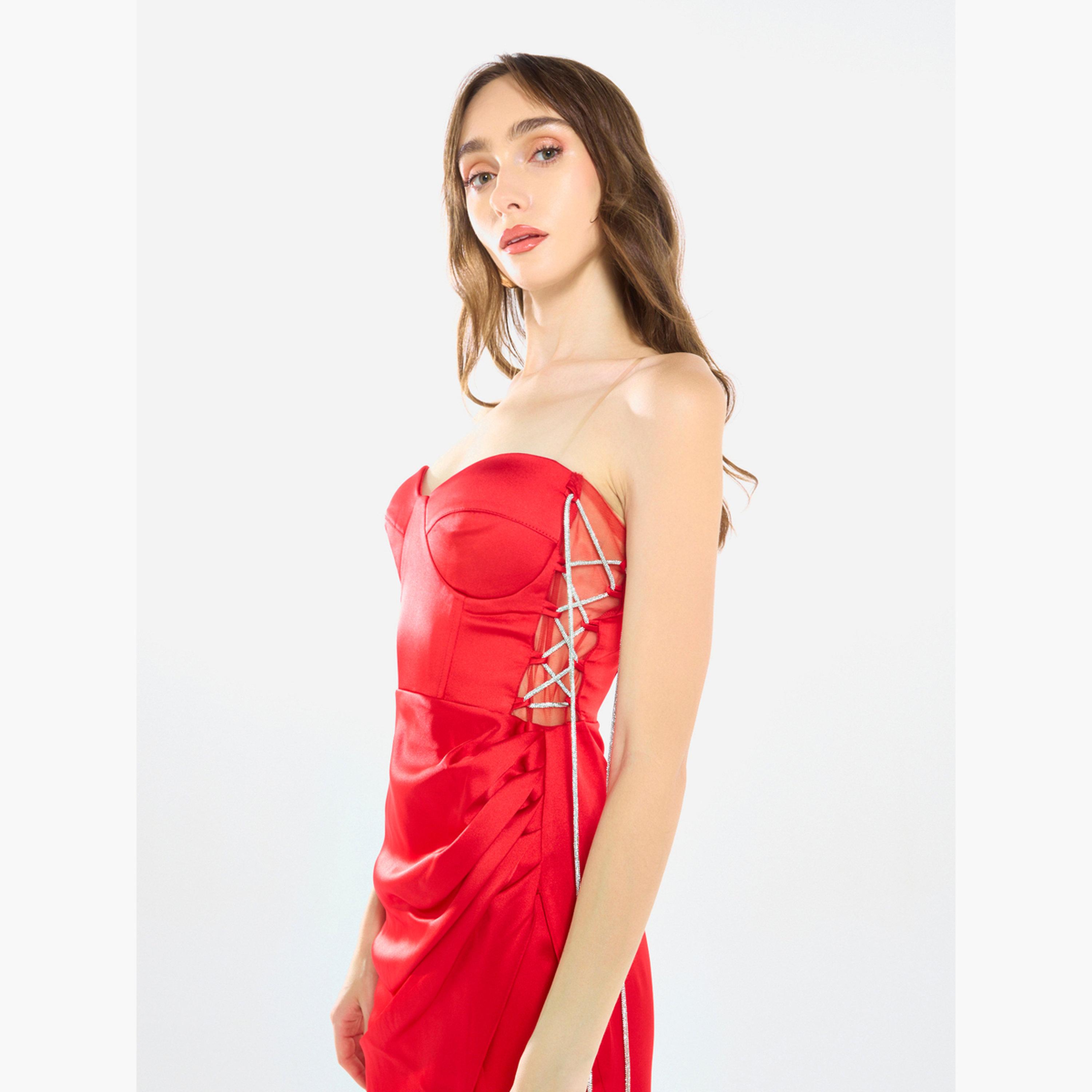 فستان سهرة طويل بفتحة وتفاصيل دانتيل جانبية-women-clothing-dresses-image-6