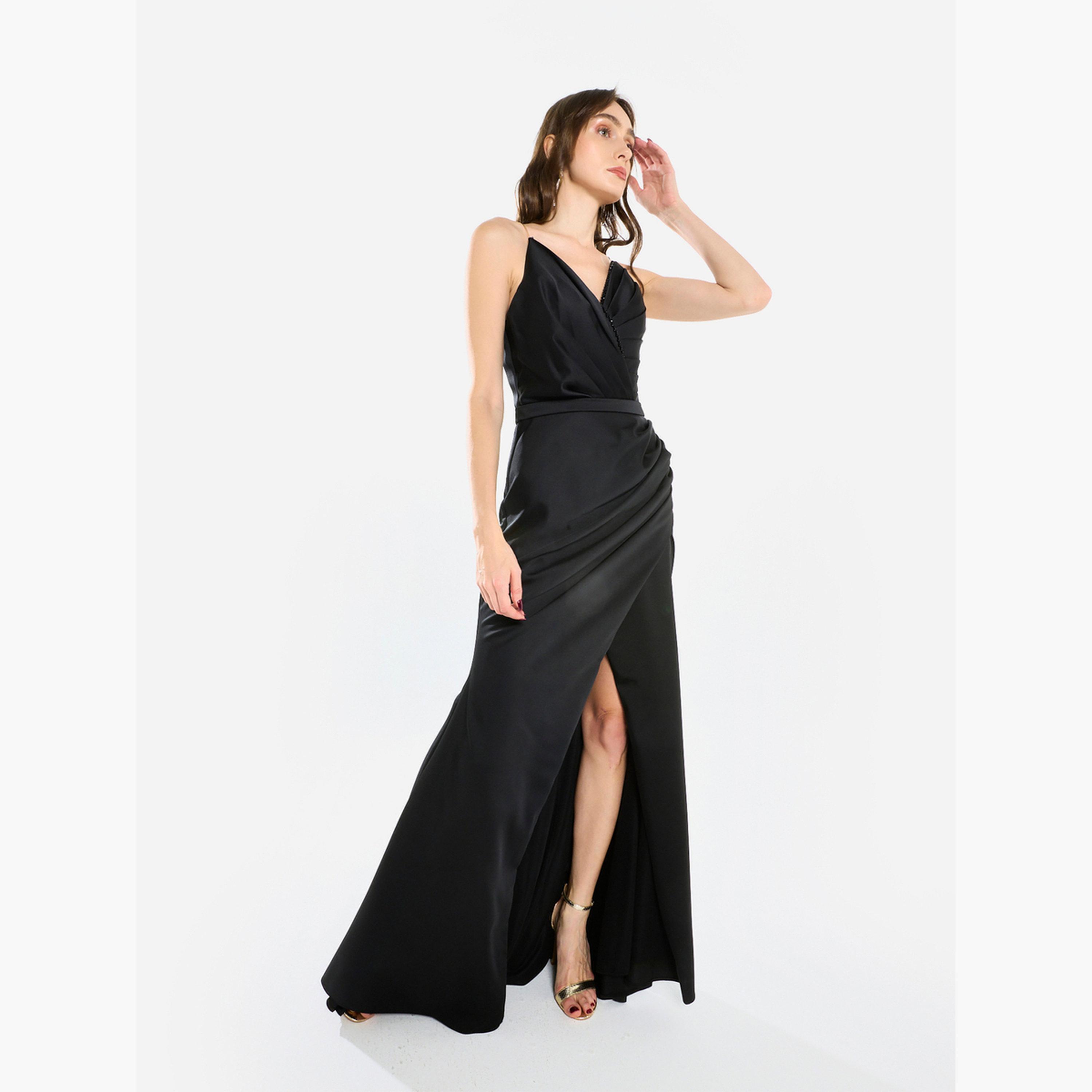 فستان سهرة طويل بتصميم درابيه-women-clothing-dresses-image-3