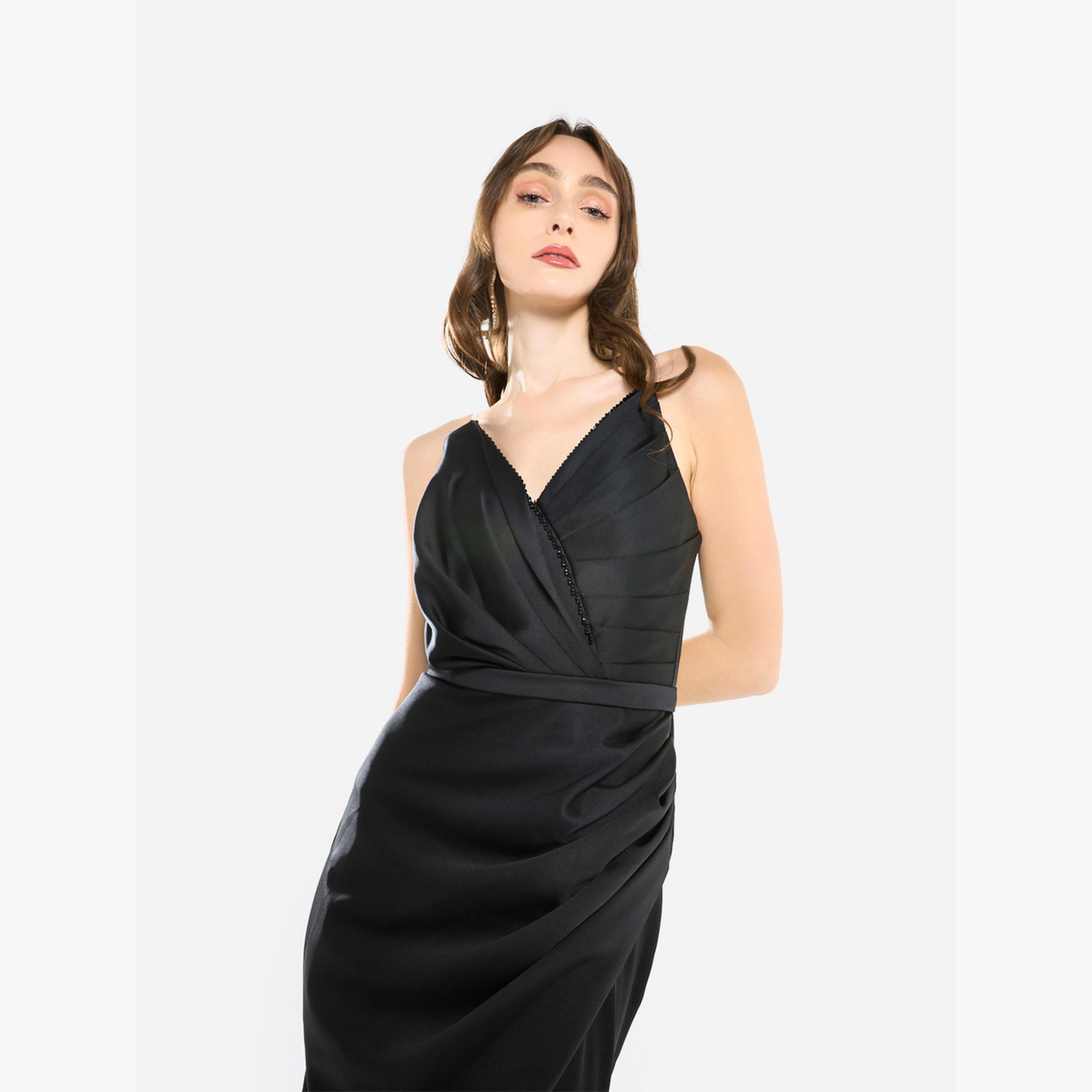 فستان سهرة طويل بتصميم درابيه-women-clothing-dresses-image-4