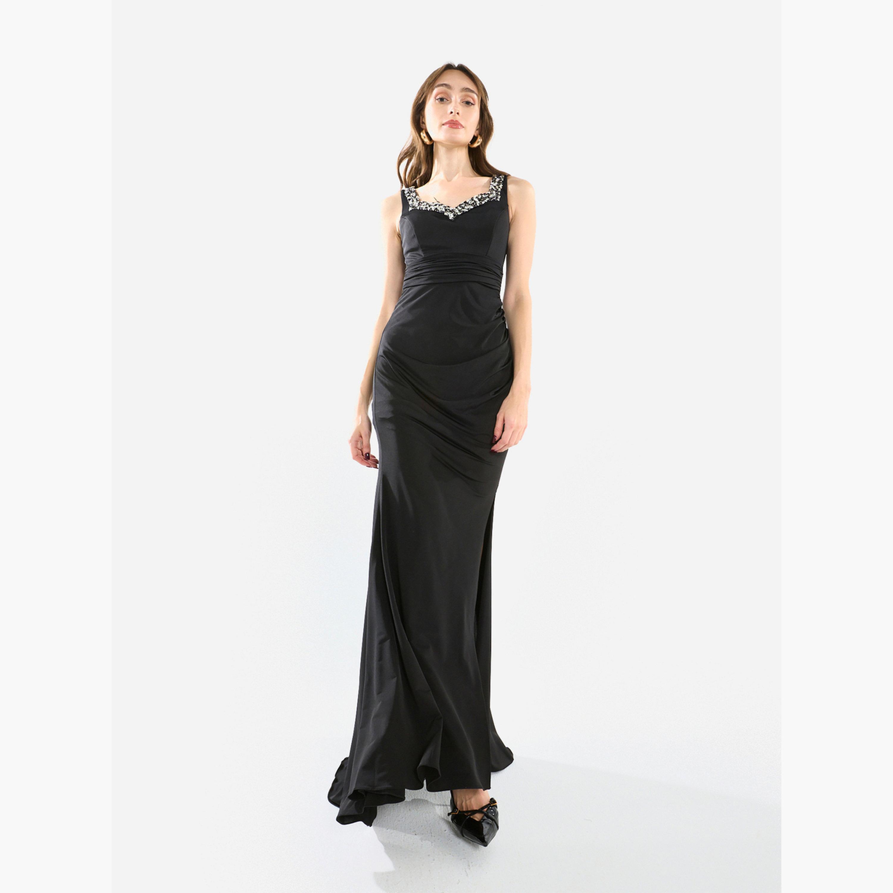 House of Moda Women Embellished Ruched Bodice Gown Maxi Dress-women-clothing-dresses-image-1