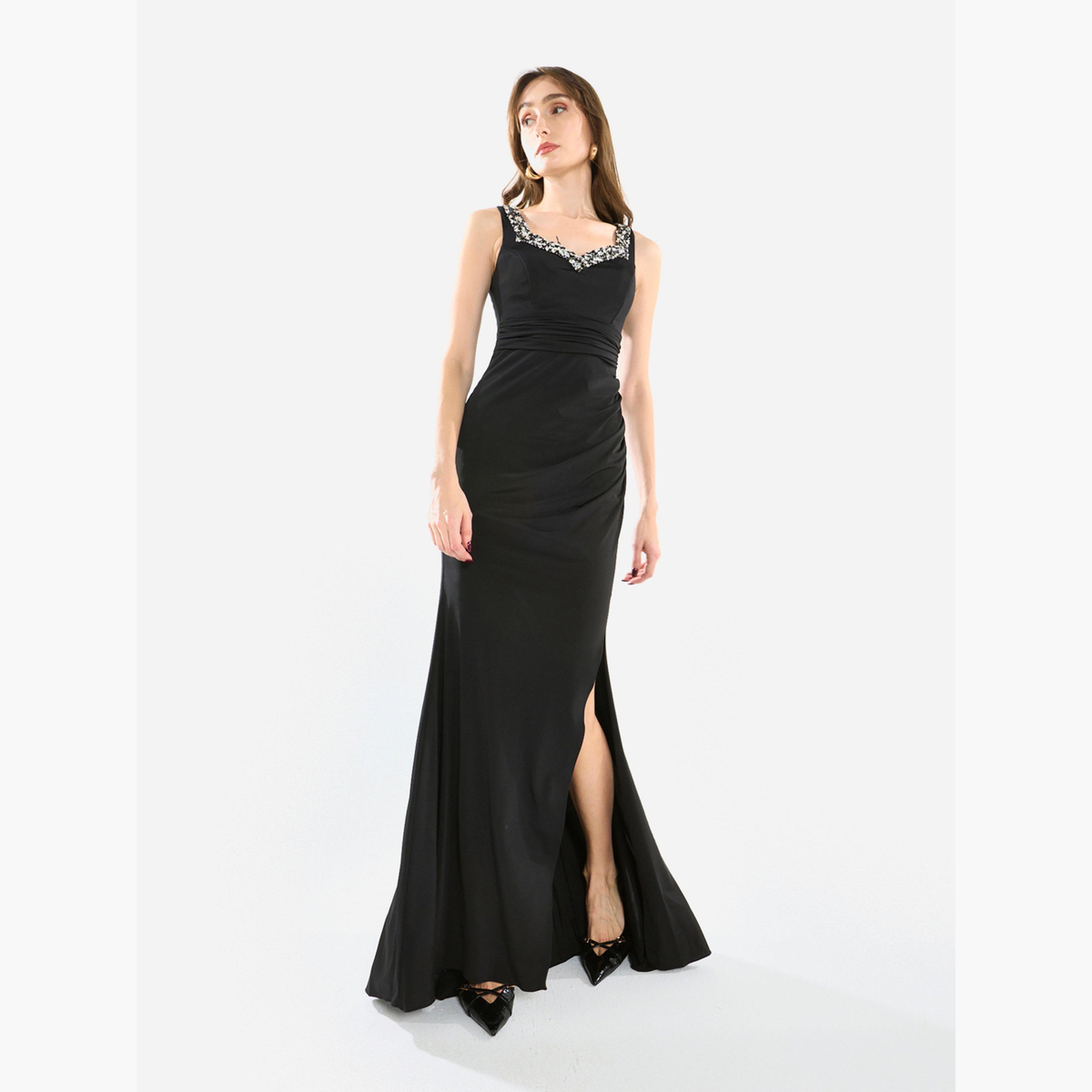 House of Moda Women Embellished Ruched Bodice Gown Maxi Dress-women-clothing-dresses-image-3