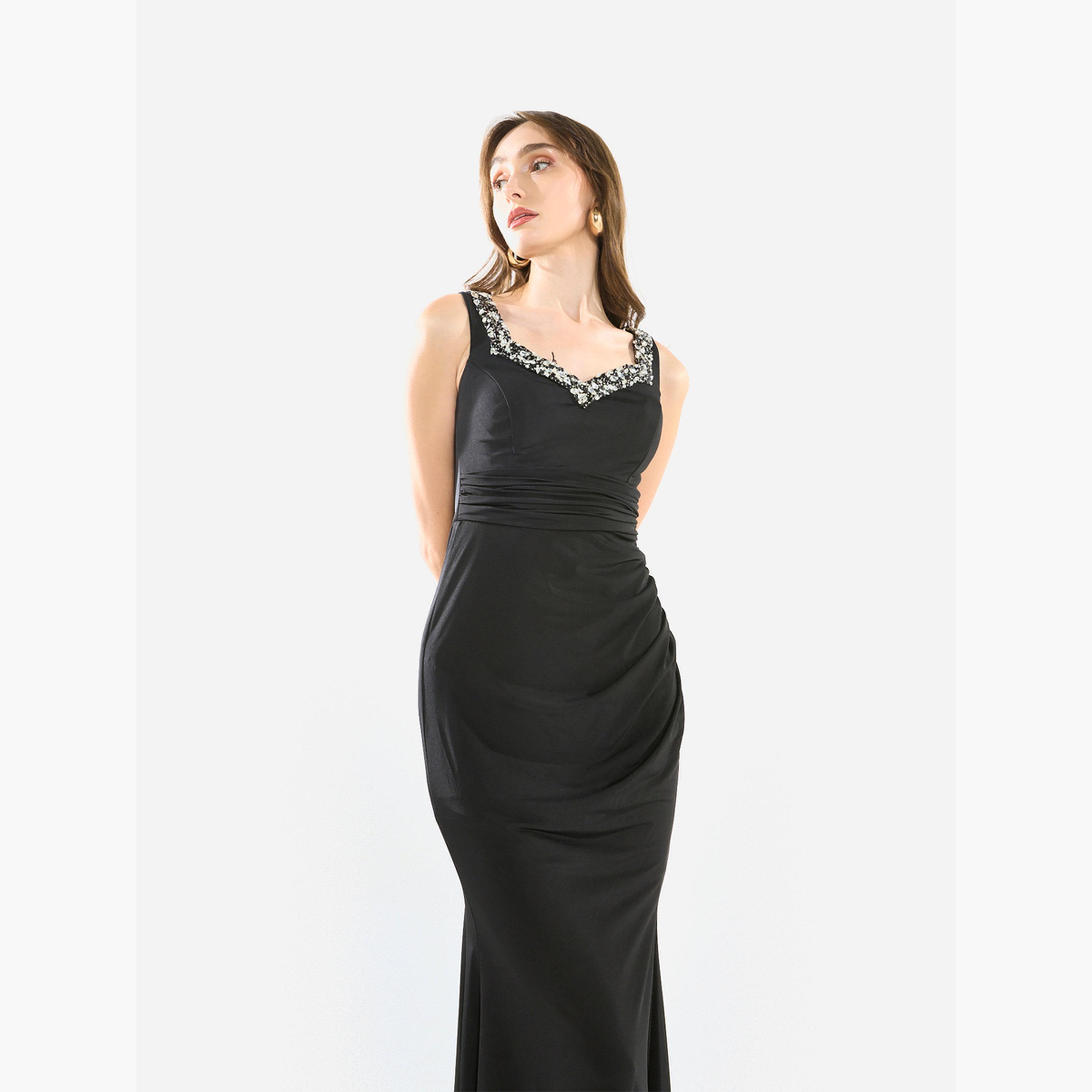 House of Moda Women Embellished Ruched Bodice Gown Maxi Dress-women-clothing-dresses-image-4