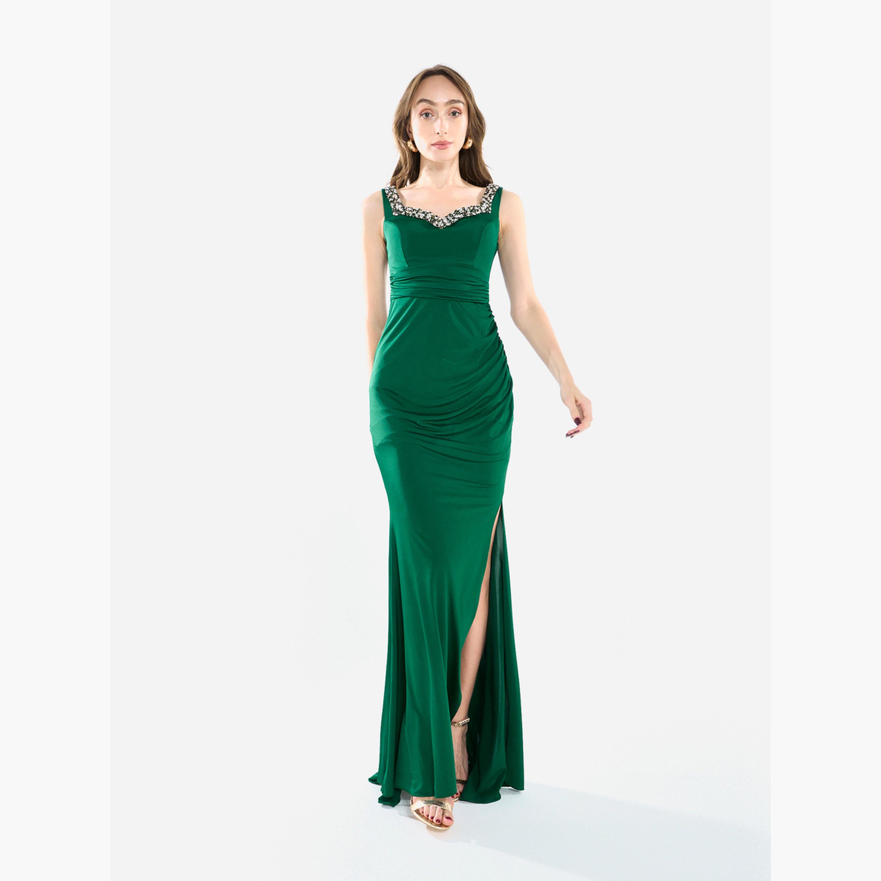 فستان سهرة طويل بزمزمات ومزين-women-clothing-dresses-image-1