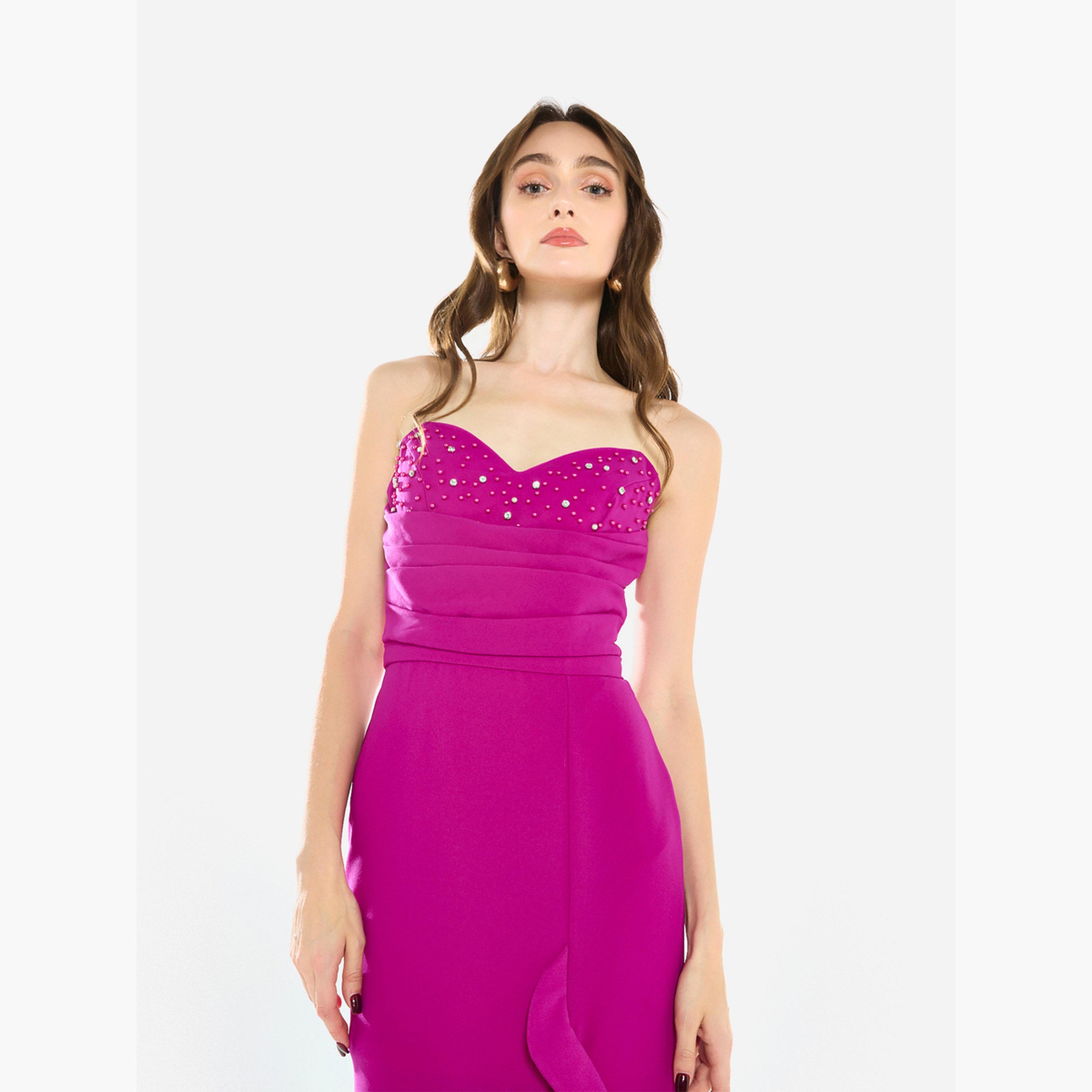 House of Moda Women Ruffled Cascade Beaded Gown Maxi Dress-women-clothing-dresses-image-4