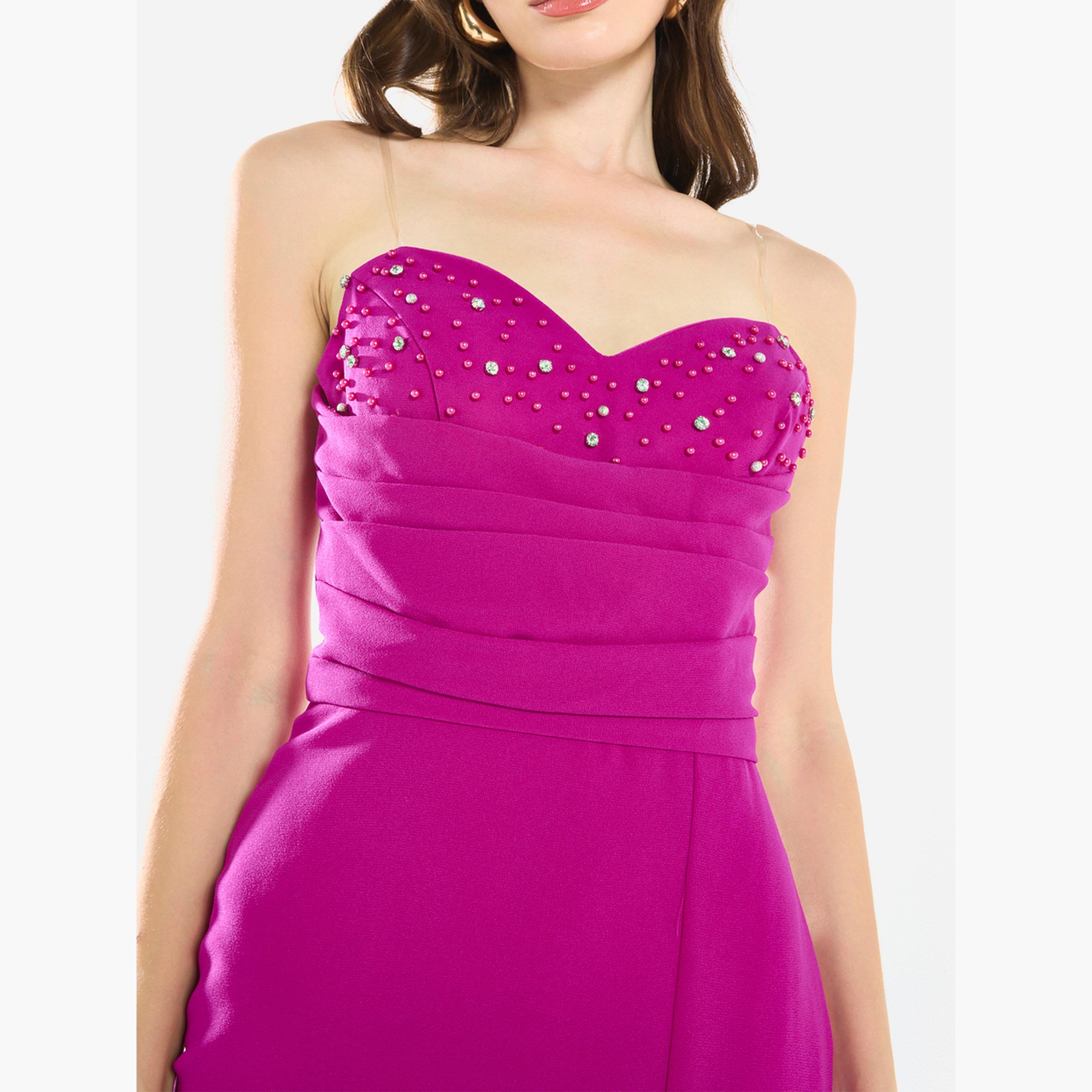 فستان سهرة طويل مكشكش ومزين بالخرز-women-clothing-dresses-image-6