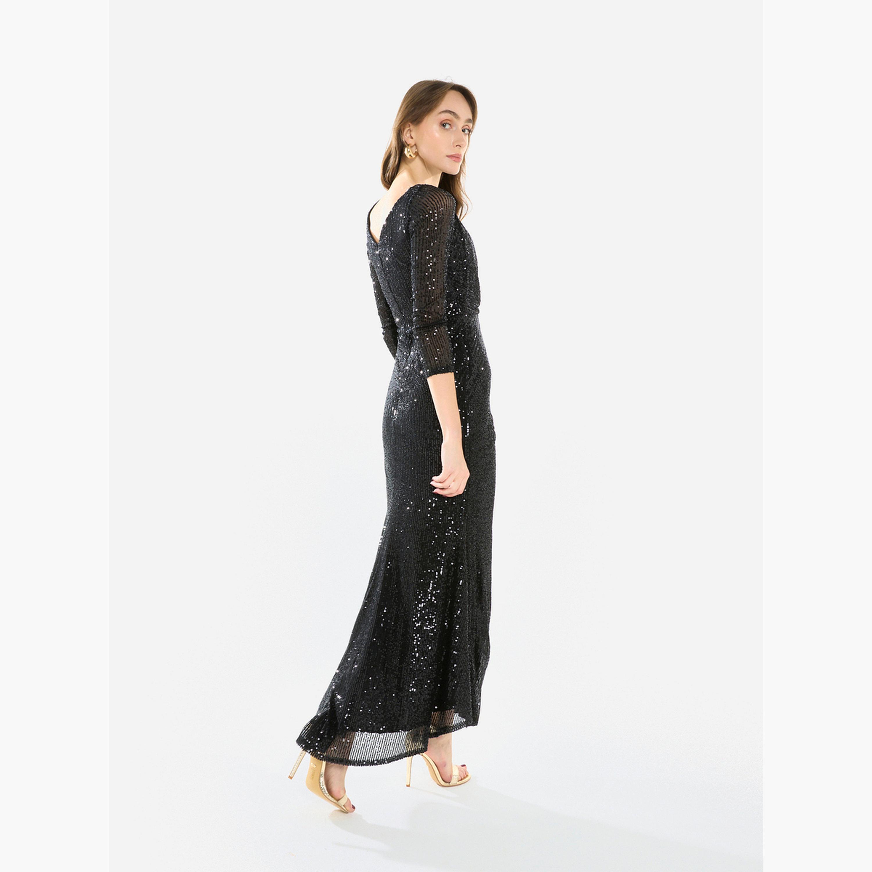 House of Moda Women Sequin Wrap Slit Maxi Dress-women-clothing-dresses-image-6