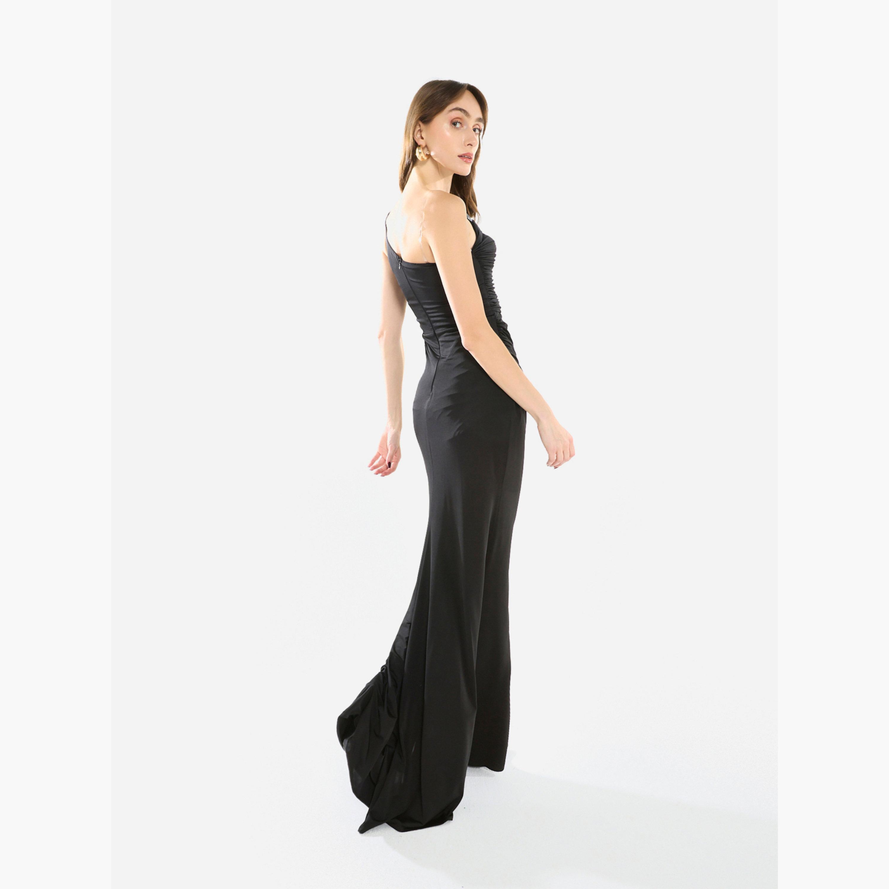 House of Moda Women One Shoulder Draped Evening Maxi Dress-women-clothing-dresses-image-5