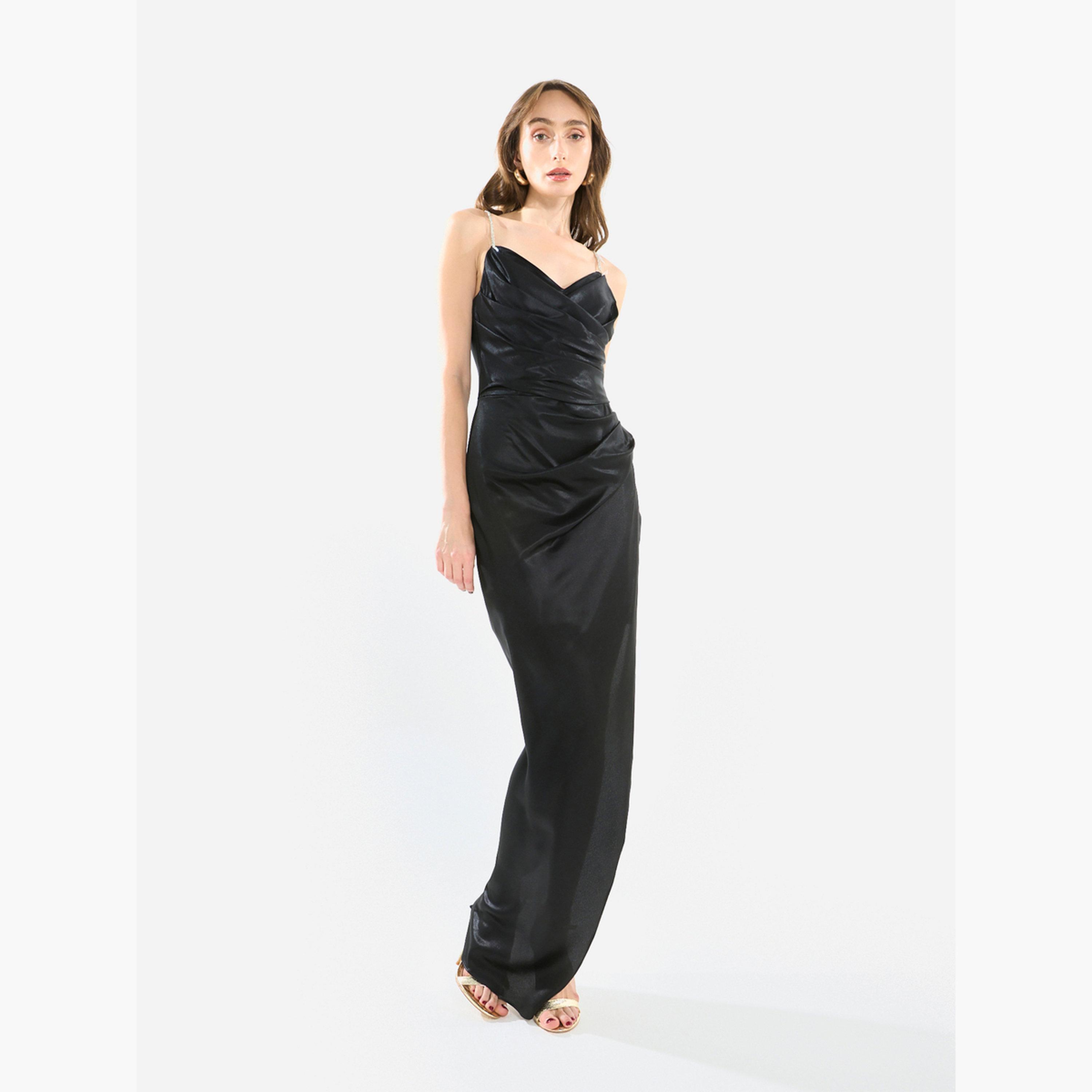 House of Moda Women Cowl Neck Crystal Strap Gown Maxi Dress-women-clothing-dresses-image-2