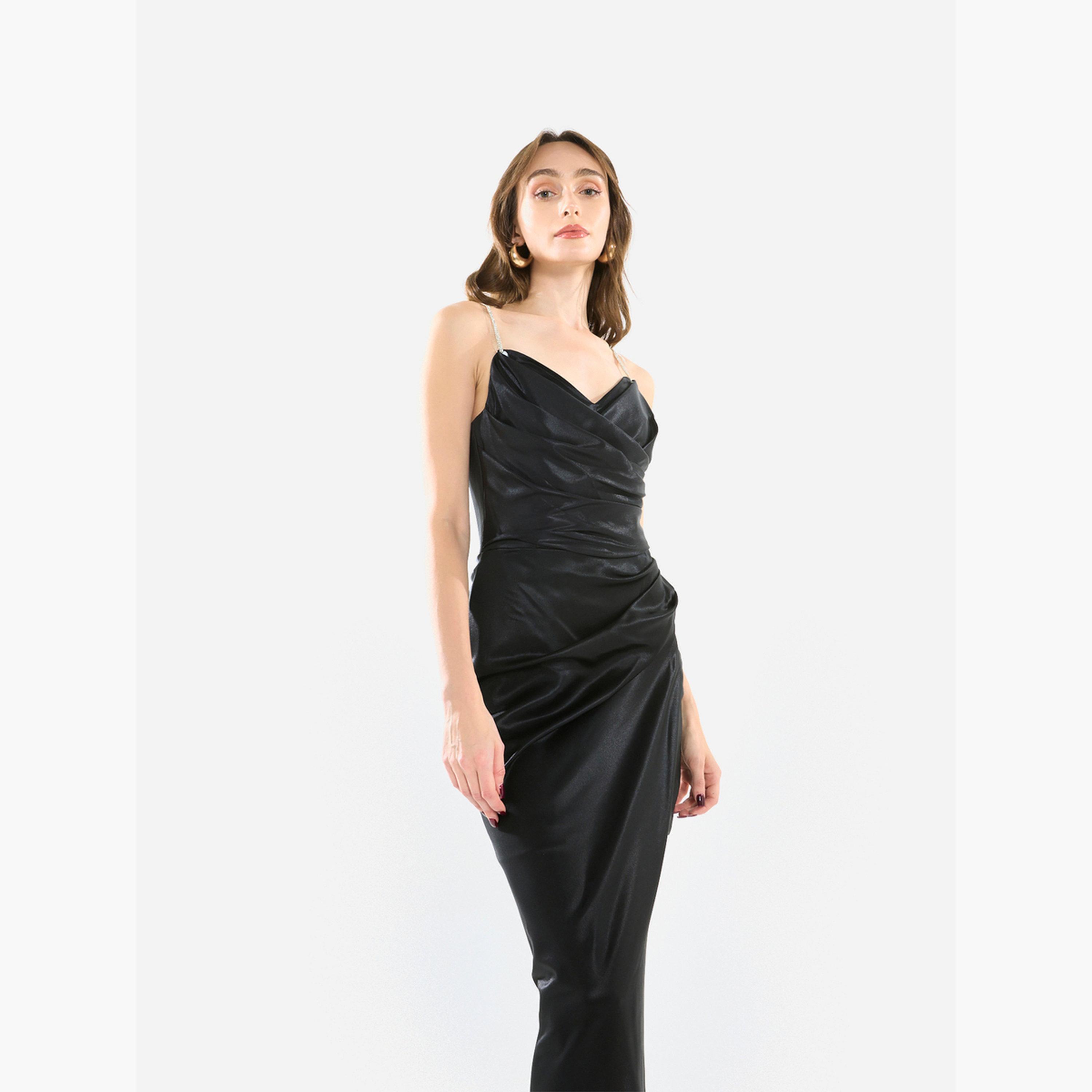 House of Moda Women Cowl Neck Crystal Strap Gown Maxi Dress-women-clothing-dresses-image-3