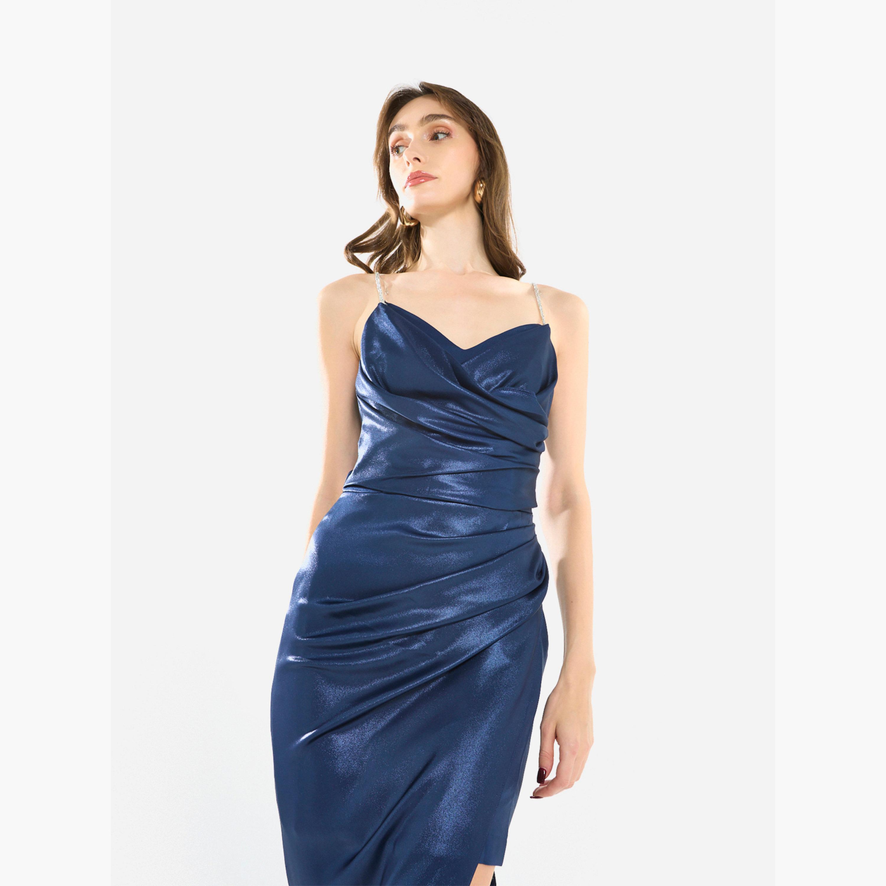 فستان سهرة طويل بياقة منسدلة وحمالات كريستال-women-clothing-dresses-image-3