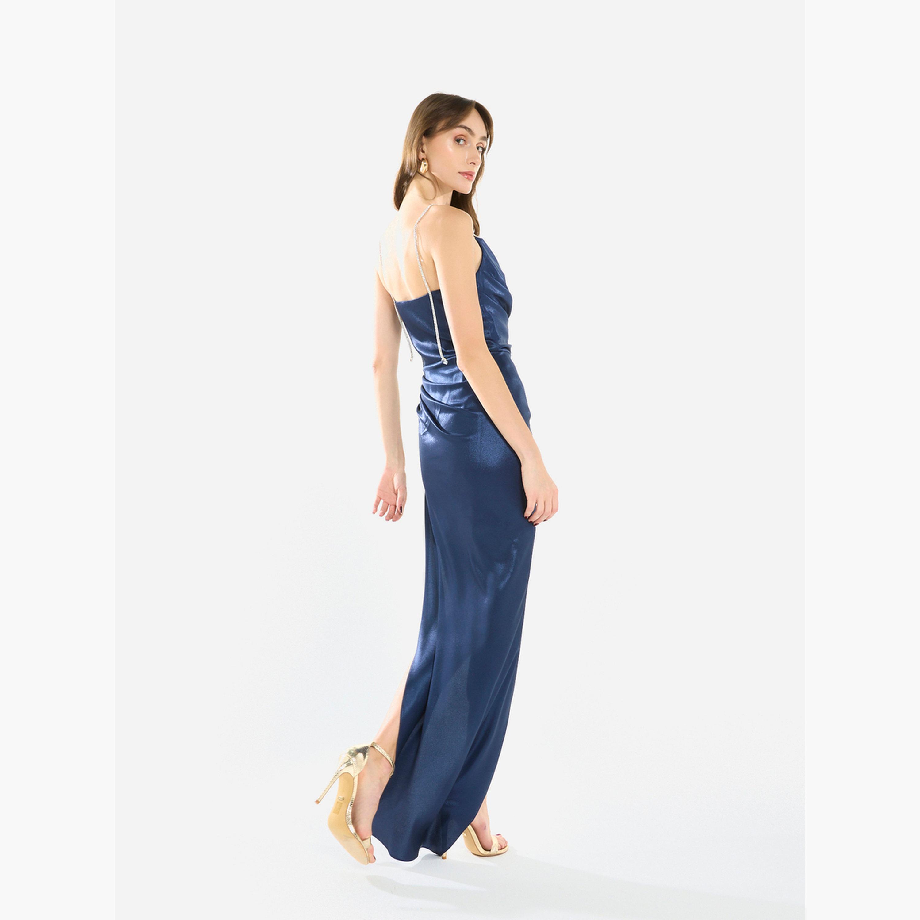 فستان سهرة طويل بياقة منسدلة وحمالات كريستال-women-clothing-dresses-image-5