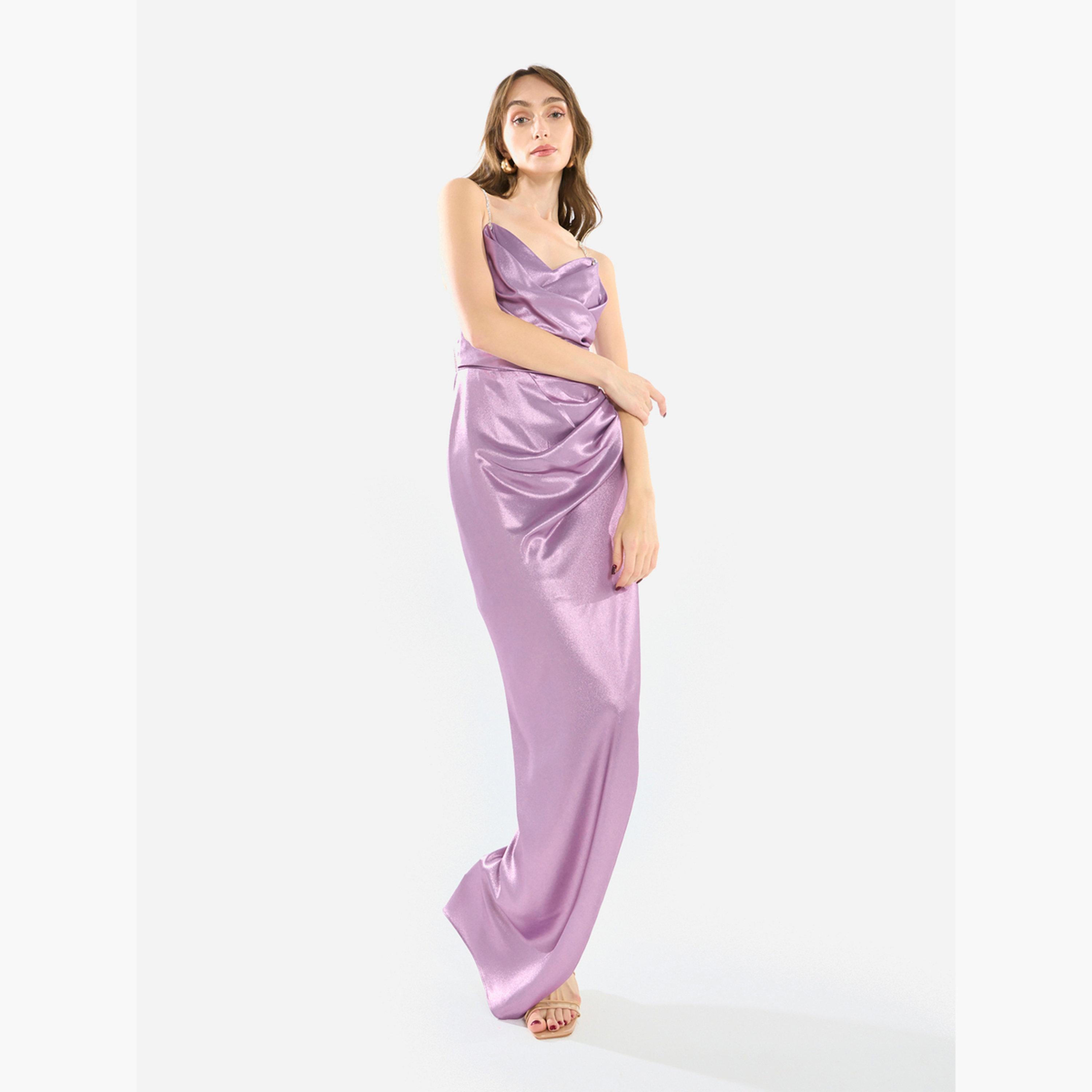 فستان سهرة طويل بياقة منسدلة وحمالات كريستال-women-clothing-dresses-image-2