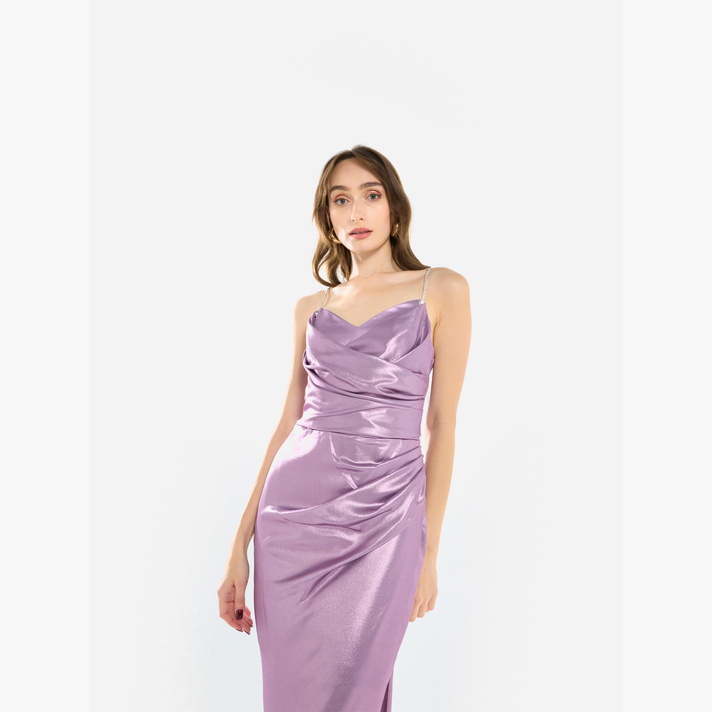 فستان سهرة طويل بياقة منسدلة وحمالات كريستال-women-clothing-dresses-image-4