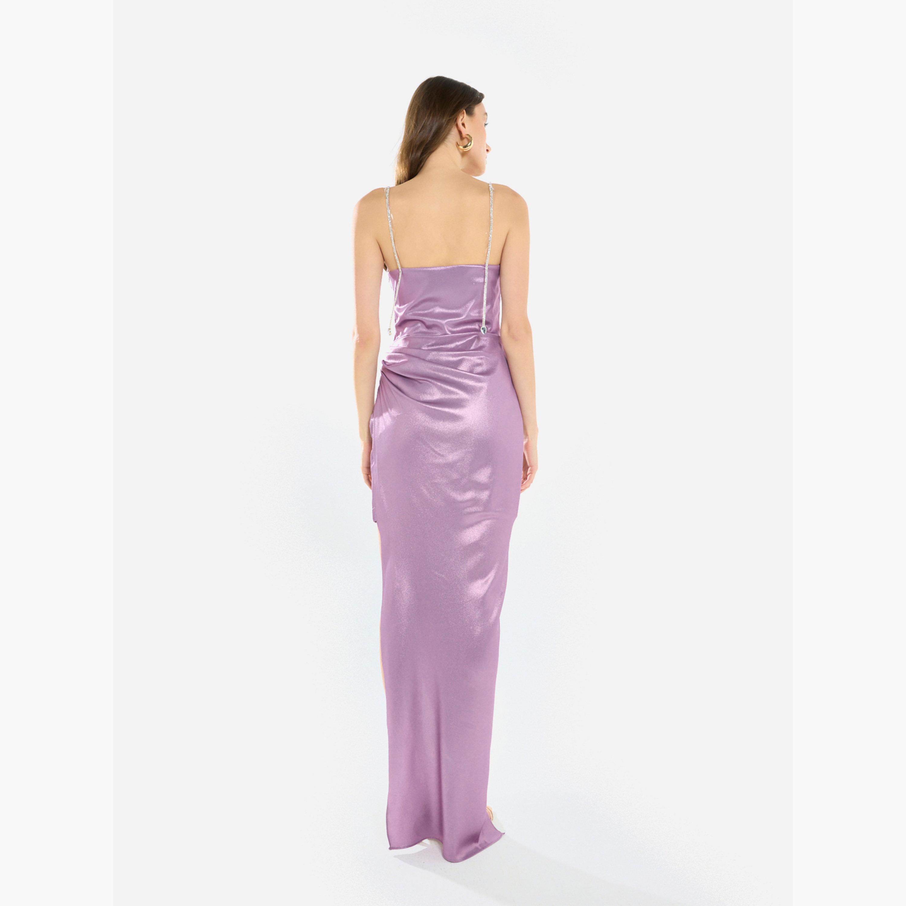فستان سهرة طويل بياقة منسدلة وحمالات كريستال-women-clothing-dresses-image-5